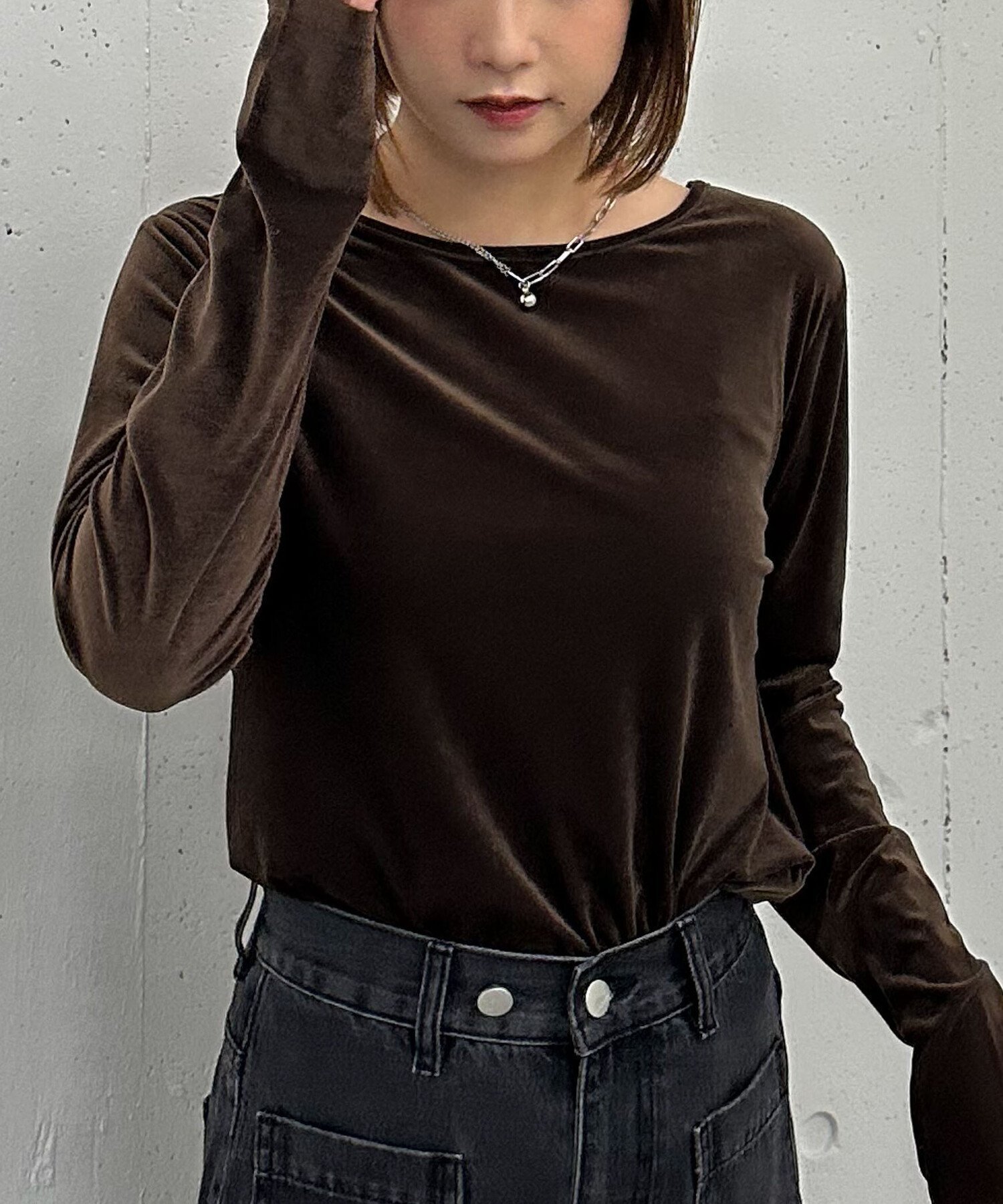 【アルシーヴ/archives】のシアーベロアTOPS インテリア・キッズ・メンズ・レディースファッション・服の通販 founy(ファニー) 　ファッション　Fashion　レディースファッション　Fashion for Women　トップス・カットソー　Cut & Sew Tops　ベロアトップス　Velour Tops / Velvet-Look Items　インナー　Innerwear　シアー　Sheer, See-Through　デコルテ　Décolleté, Neckline　ベロア　Velour, Soft Velvet　春　Spring　秋　Autumn　BROWN|ID: prp329100004736502 ipo3291000000034246288