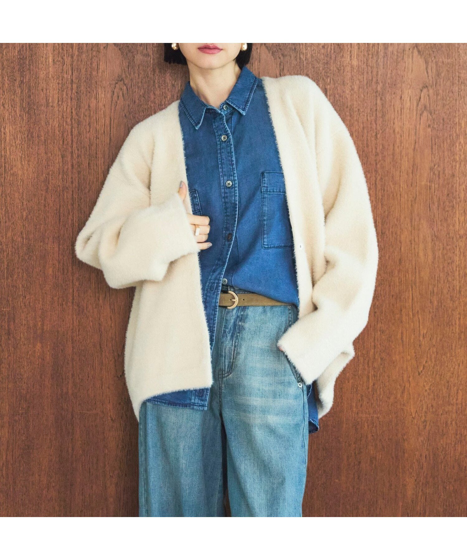 【ドゥ アルシーヴ/Doux archives】のダブルフェイスシャギーカーデ インテリア・キッズ・メンズ・レディースファッション・服の通販 founy(ファニー) 　ファッション　Fashion　レディースファッション　Fashion for Women　インナー　Innerwear　シンプル　Simple, Minimal　IVORY|ID: prp329100004736513 ipo3291000000034285291