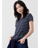 【バナナリパブリック ファクトリーストア/BANANA REPUBLIC FACTORY STORE】のBANANA REPUBLIC FACTORY STORE タイムレスクルーネックTシャツ 人気、トレンドファッション・服の通販 founy(ファニー) ファッション Fashion レディースファッション Fashion for Women トップス・カットソー Cut & Sew Tops シャツ・ブラウス・オフィスカジュアル Elegant Blouses & Button-Ups ロングTシャツ・Tシャツ Longline T-Shirts & Tees ストレート Straight, Straight Cut フィット Fit, Slim Fit 半袖 Short Sleeve, Half Sleeve thumbnail NAVY_STRIPE|ID: prp329100004736555 ipo3291000000034358564