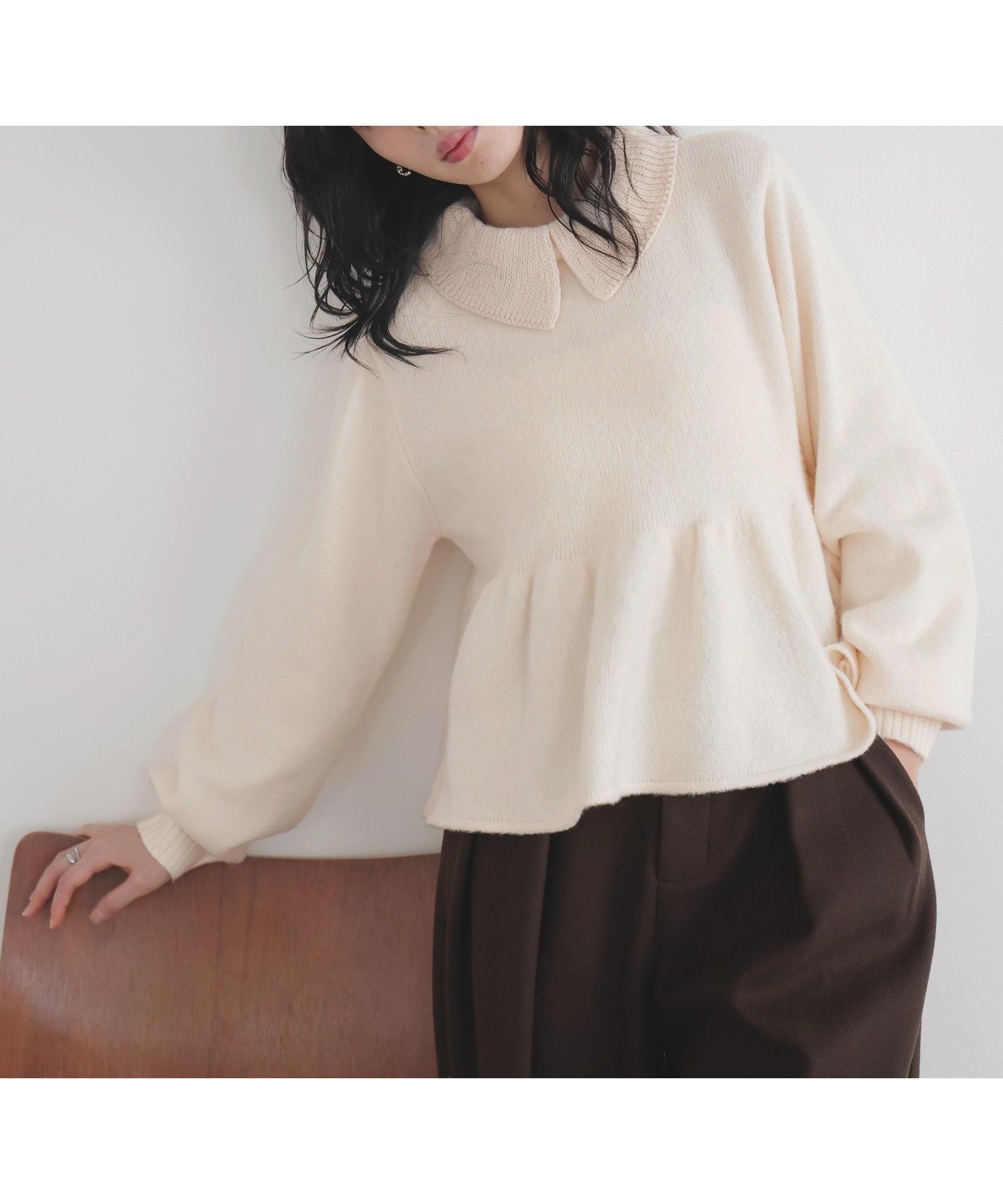 【リアン/Lian】のペプラムポロニットプルオーバー インテリア・キッズ・メンズ・レディースファッション・服の通販 founy(ファニー) 　ファッション　Fashion　レディースファッション　Fashion for Women　トップス・カットソー　Cut & Sew Tops　ニット　Knit Tops & Sweaters　カジュアルプルオーバー・ニットトップス　Pullovers & Knit Tops / Casual Pullovers　ペプラム　Peplum, Flared Hem　アイボリー|ID: prp329100004736676 ipo3291000000034882174