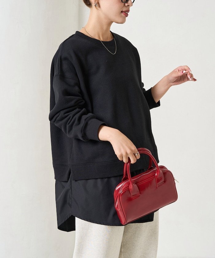 【フリークスストア/FREAK'S STORE】の裏起毛 スウェット × シャツ レイヤード風 トップス【限定展開】 25AW インテリア・キッズ・メンズ・レディースファッション・服の通販 founy(ファニー) 　ファッション　Fashion　レディースファッション　Fashion for Women　トップス・カットソー　Cut & Sew Tops　シャツ・ブラウス・オフィスカジュアル　Elegant Blouses & Button-Ups　レディースパーカー・カジュアルフーディー　Casual Hoodies & Sweatshirts　スウェット・クルーネックトップス　Sweatshirts & Crewnecks / Relaxed Fit Sweat Tops　ショート　Short, Short Length　シンプル　Simple, Minimal　スウェット / スエット　Sweatshirt, Sweatwear　スニーカー　Sneakers, Trainers　リラックス　Relax, Relaxed Fit　ロング　Long, Long-Length　ワイド　Wide, Wide Fit　A/W・秋冬　Autumn/Winter　冬　Winter / This Winter　おすすめ　Recommended / Our Picks　エレガント 上品　Elegant　2025年　2025　2025-2026秋冬・A/W　Autumn/Winter 2025–26 AW25–26　ブラック|ID: prp329100004736737 ipo3291000000034215554