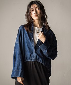 【メイソングレイ/MAYSON GREY】の【WEB限定】ドロストクロップドデニムシャツ≪洗濯機で洗える≫ 人気、トレンドファッション・服の通販 founy(ファニー) ファッション Fashion レディースファッション Fashion for Women トップス・カットソー Cut & Sew Tops シャツ・ブラウス・オフィスカジュアル Elegant Blouses & Button-Ups 2025年 2025 2025-2026秋冬・A/W Autumn/Winter 2025–26 AW25–26 コンパクト Compact, Small Size デニム Denim, Jeans Material バランス Balance, Style Balance ワイド Wide, Wide Fit 洗える Machine Washable 秋 Autumn A/W・秋冬 Autumn/Winter 羽織 Haori, Light Jacket |ID:prp329100004736759