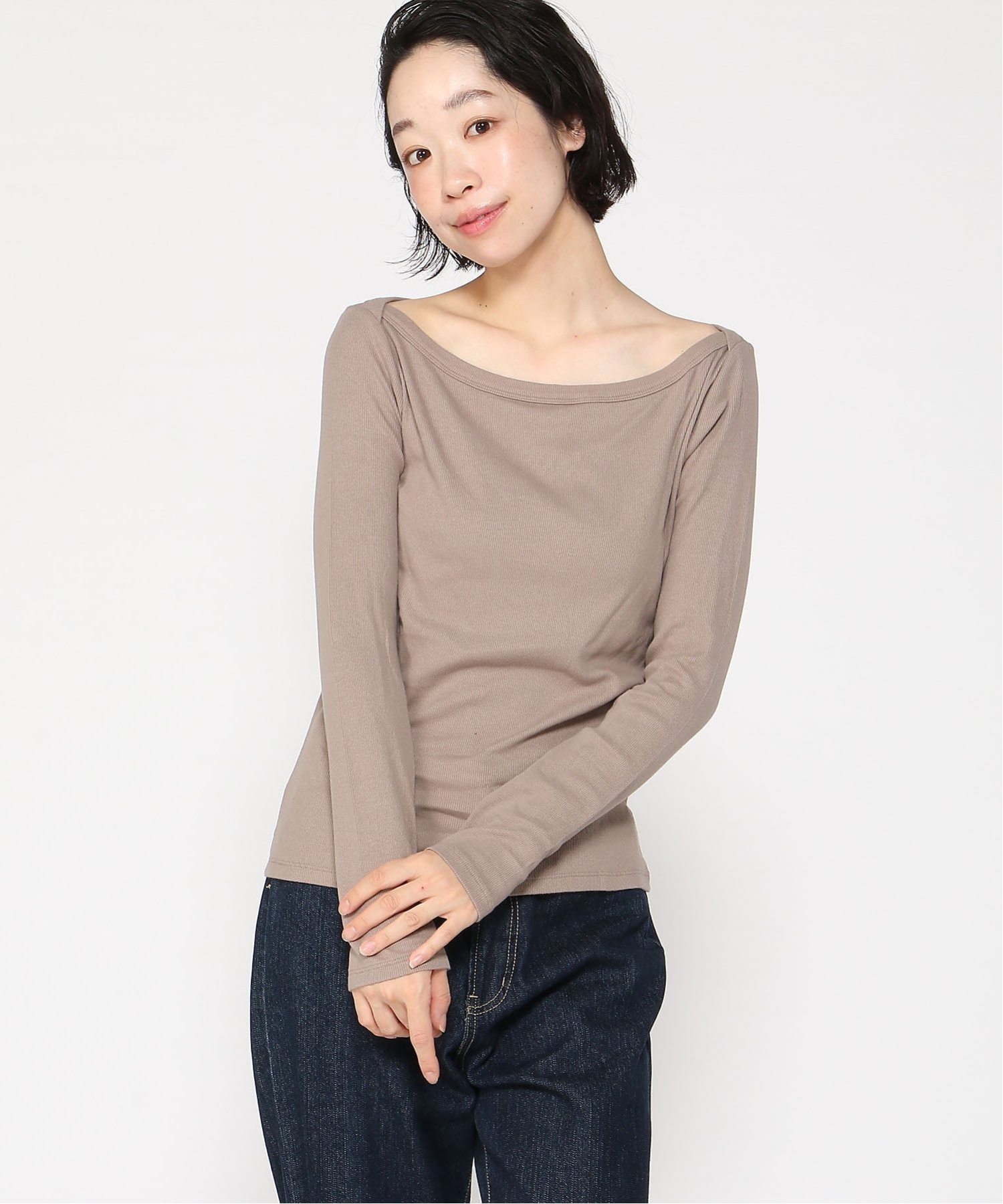 【バナナリパブリック ファクトリーストア/BANANA REPUBLIC FACTORY STORE】のBANANA REPUBLIC FACTORY STORE リブ ボートネック トップ インテリア・キッズ・メンズ・レディースファッション・服の通販 founy(ファニー) 　ファッション　Fashion　レディースファッション　Fashion for Women　ベーシック　Basic, Essential　MOCHA_LATTE|ID: prp329100004737020 ipo3291000000034217177