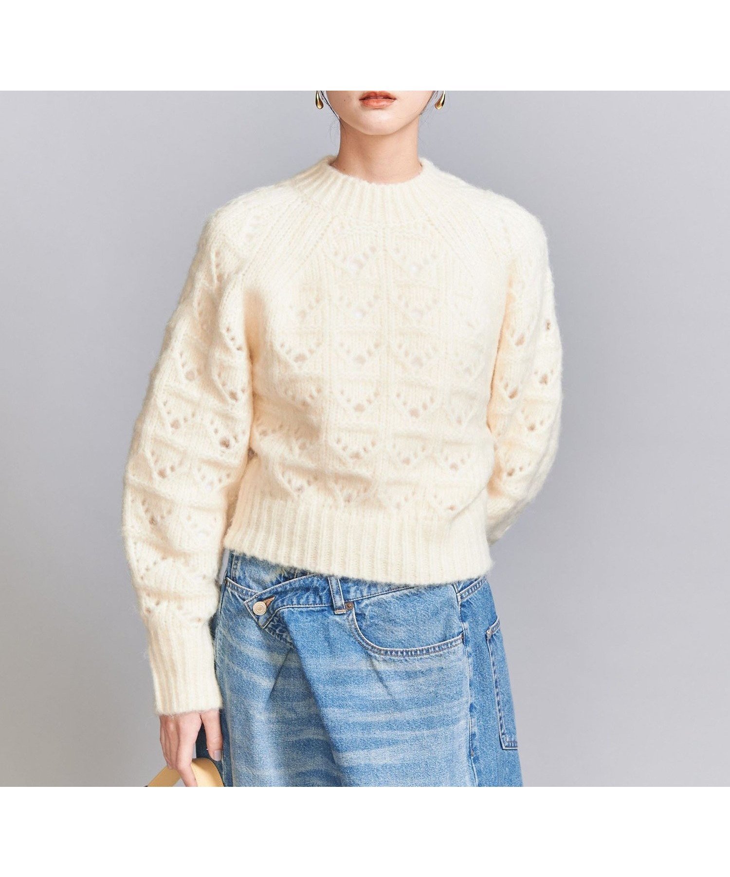 【ユナイテッドアローズ/UNITED ARROWS】の透かし編み クルーネック ニットプルオーバー インテリア・キッズ・メンズ・レディースファッション・服の通販 founy(ファニー) 　ファッション　Fashion　レディースファッション　Fashion for Women　トップス・カットソー　Cut & Sew Tops　ニット　Knit Tops & Sweaters　カジュアルプルオーバー・ニットトップス　Pullovers & Knit Tops / Casual Pullovers　アイレット　Eyelet Lace　ショート　Short, Short Length　トレンド　Trend, Trending Now　バランス　Balance, Style Balance　フェミニン　Feminine, Girly　プリーツ　Pleats, Pleated　ボトム　Bottoms, Lower Wear　ボトルネック　Bottle Neck, Mock Neck　ロング　Long, Long-Length　ワイド　Wide, Wide Fit　アウトレット　Outlet / Clearance　おすすめ　Recommended / Our Picks　WHITE|ID: prp329100004737035 ipo3291000000034776107