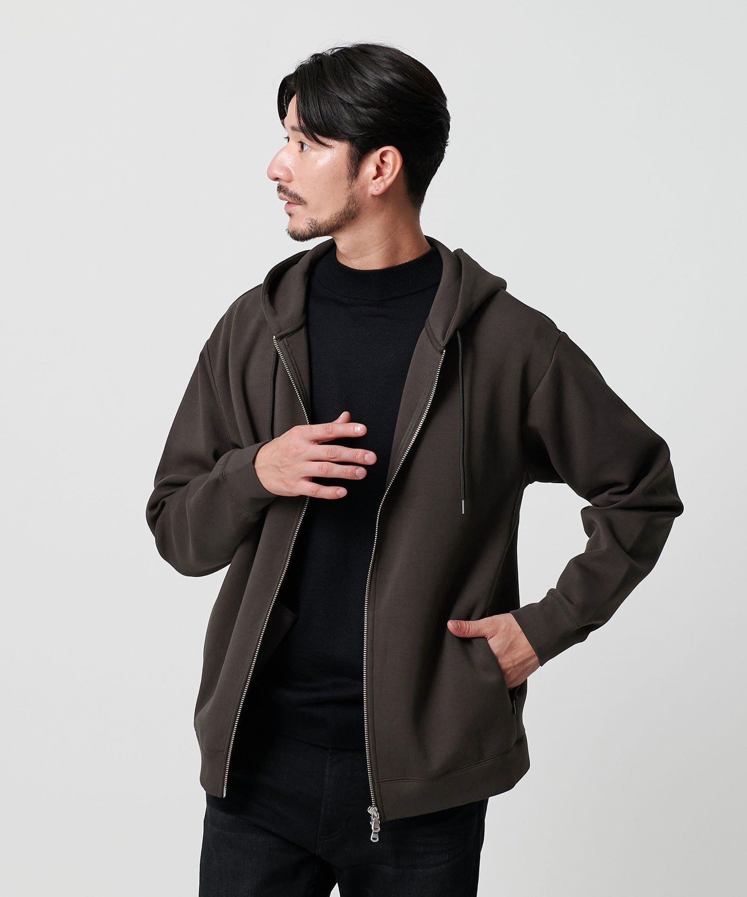 【ビューティ&ユース ユナイテッドアローズ/BEAUTY&YOUTH / UNITED ARROWS / MEN】の【WEB限定 WARDROBE SMART】ダブルニット ジップパーカー/セットアップ対応 インテリア・キッズ・メンズ・レディースファッション・服の通販 founy(ファニー)  ファッション Fashion メンズファッション Fashion for Men セットアップ Matching Sets 春 Spring カーディガン Cardigan, Knitwear スウェット / スエット Sweatshirt, Sweatwear スマート Smart, Elegant スラックス Slacks, Dress Pants セットアップ Set-Up, Coordinated Outfit ダブル Double, Double-Breasted トレーナー Sweatshirt, Trainer パーカー Hoodie, Parka ファブリック Fabric, Textile フラット Flat, Flat Shoes ポケット Pocket, Pocket Detail リラックス Relax, Relaxed Fit A/W・秋冬 Autumn/Winter DK.BROWN|ID: prp329100004737162 ipo3291000000034352324