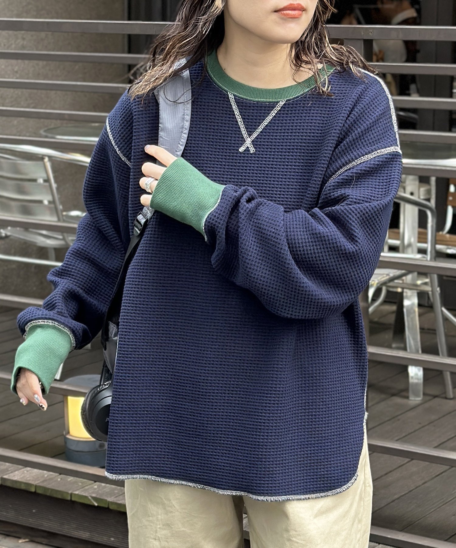 【シーピーシーエム/CPCM】のリブ配色ステッチワッフルプルオーバー インテリア・キッズ・メンズ・レディースファッション・服の通販 founy(ファニー) ファッション Fashion レディースファッション Fashion for Women トップス・カットソー Cut & Sew Tops カジュアルプルオーバー・ニットトップス Pullovers & Knit Tops / Casual Pullovers おすすめ Recommended / Our Picks スリット Slit, Slit Detail ロング Long, Long-Length ワッフル Waffle, Waffle Knit ネイビー|ID: prp329100004737169 ipo3291000000034578024