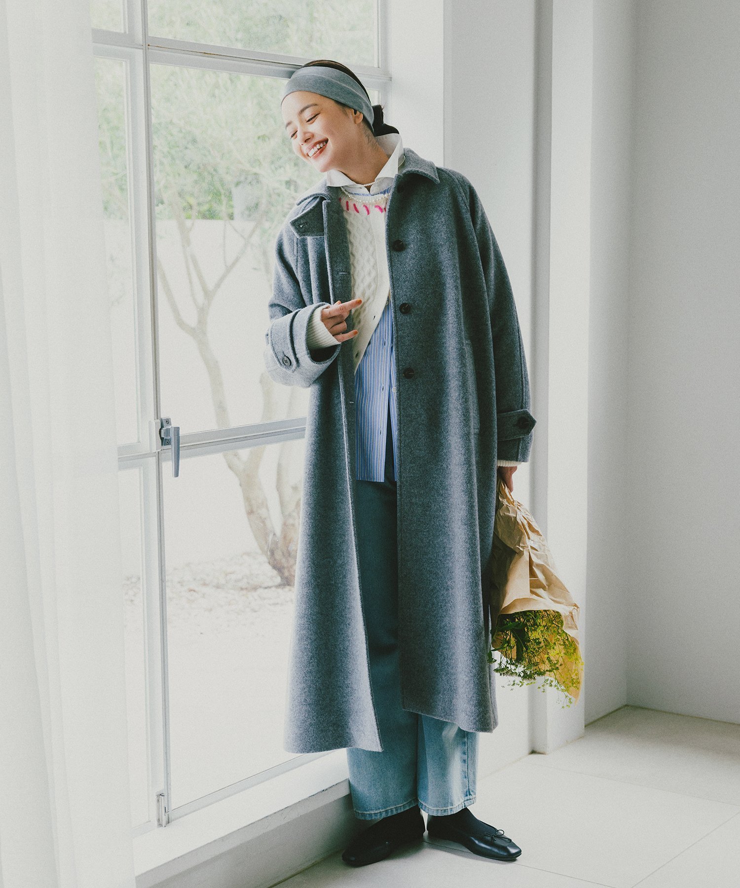 【エヌ ナチュラルビューティーベーシック/N.Natural Beauty basic】のステンカラーロングコート インテリア・キッズ・メンズ・レディースファッション・服の通販 founy(ファニー) 　ファッション　Fashion　レディースファッション　Fashion for Women　アウター　Coat / Outerwear Collection　コート・ロングコート・ピーコート　Long Coats, Peacoats & More　インナー　Innerwear　ハイネック　High Neck, Mock Neck　パーカー　Hoodie, Parka　グレー|ID: prp329100004737299 ipo3291000000034509981