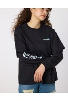 【ロデオクラウンズワイドボウル/RODEO CROWNS WIDE BOWL】のVintageフェイクレイヤードロングスリーブTシャツ 人気、トレンドファッション・服の通販 founy(ファニー) ファッション Fashion レディースファッション Fashion for Women トップス・カットソー Cut & Sew Tops シャツ・ブラウス・オフィスカジュアル Elegant Blouses & Button-Ups ロングTシャツ・Tシャツ Longline T-Shirts & Tees おすすめ Recommended / Our Picks カーゴパンツ Cargo Pants, Utility Pants クラッシュ Distressed, Crashed Style デニム Denim, Jeans Material プリント Print, Printed Pattern thumbnail BLK|ID: prp329100004737313 ipo3291000000034441963