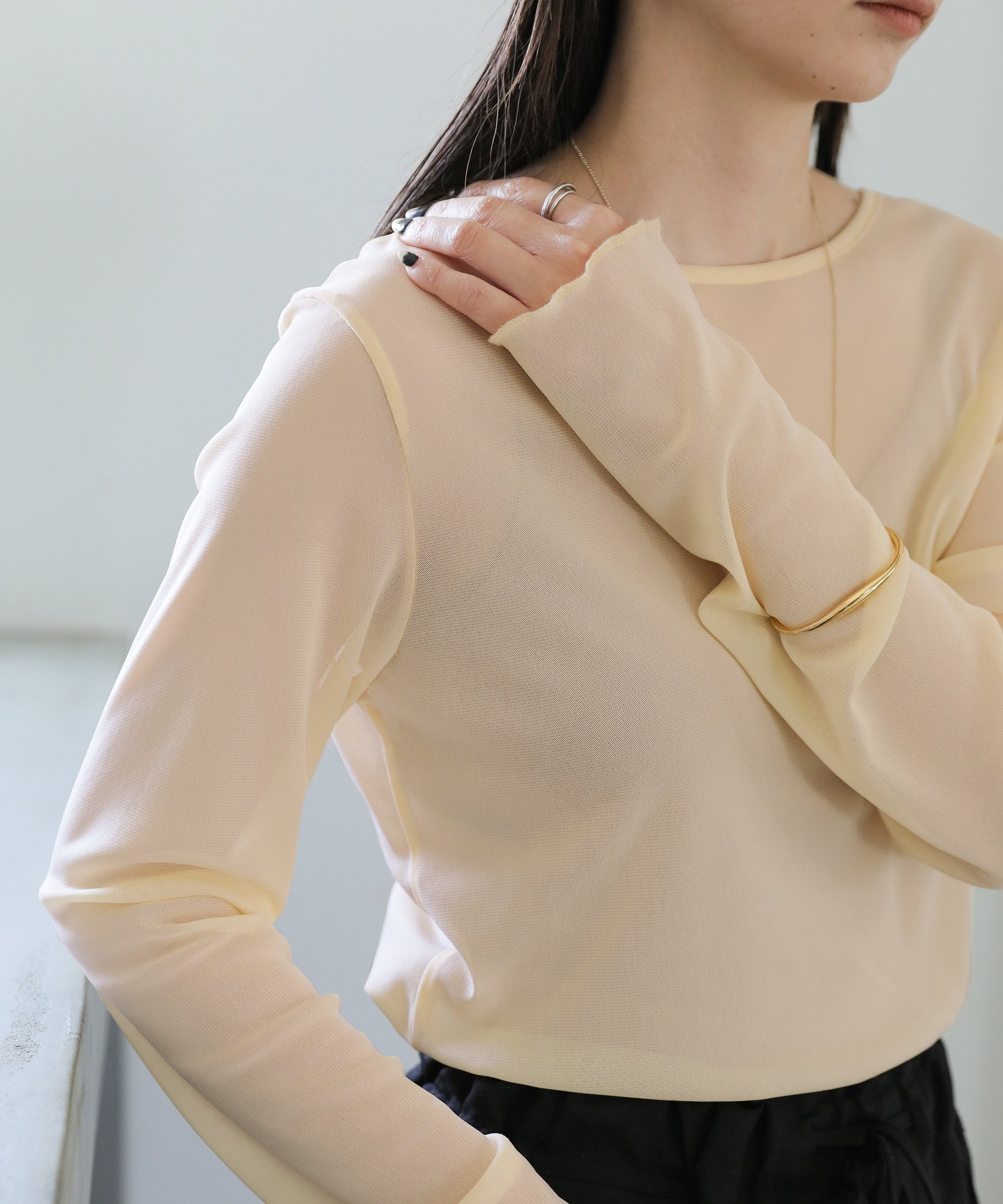 【セレクトモカ/SELECT MOCA】のクルーネックシアープルオーバー 人気、トレンドファッション・服の通販 founy(ファニー) 　ファッション　Fashion　レディースファッション　Fashion for Women　トップス・カットソー　Cut & Sew Tops　カジュアルプルオーバー・ニットトップス　Pullovers & Knit Tops / Casual Pullovers　インナー　Innerwear　キャミワンピース　Cami Dress, Slip Dress　ジャケット　Jacket, Outerwear　スウェット / スエット　Sweatshirt, Sweatwear　デコルテ　Décolleté, Neckline　エレガント 上品　Elegant　 other-1|ID: prp329100004737367 ipo3291000000034247562