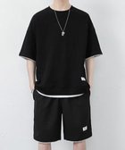 【セットアップセブン/SETUP7】のSETUP7/ワッフル半袖Tee×ハーフパンツ セットアップ Tシャツ ショートパンツ ワンマイル クールタッチ素材 吸汗性 通気性 半袖 メゾンクラブ BLK|ID: prp329100004737376 ipo3291000000034479789