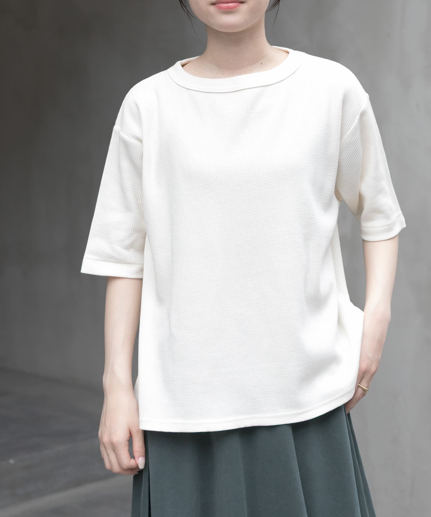 【アーバンリサーチ ドアーズ/URBAN RESEARCH DOORS】のFORK SPOON ミニワッフル5分袖Tシャツ インテリア・キッズ・メンズ・レディースファッション・服の通販 founy(ファニー) 　ファッション　Fashion　レディースファッション　Fashion for Women　トップス・カットソー　Cut & Sew Tops　シャツ・ブラウス・オフィスカジュアル　Elegant Blouses & Button-Ups　ロングTシャツ・Tシャツ　Longline T-Shirts & Tees　2025年　2025　2025春夏・S/S　Spring/Summer 2025 SS25　インナー　Innerwear　シンプル　Simple, Minimal　ベーシック　Basic, Essential　ワッフル　Waffle, Waffle Knit　夏　Summer　定番　Standard, Basic Item　S/S・春夏　SS, Spring/Summer, Warm Season　OFF|ID: prp329100004737395 ipo3291000000034219103