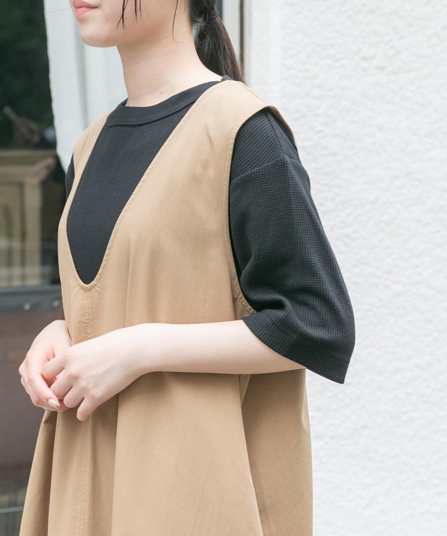 【アーバンリサーチ ドアーズ/URBAN RESEARCH DOORS】のFORK SPOON ミニワッフル5分袖Tシャツ インテリア・キッズ・メンズ・レディースファッション・服の通販 founy(ファニー) 　ファッション　Fashion　レディースファッション　Fashion for Women　トップス・カットソー　Cut & Sew Tops　シャツ・ブラウス・オフィスカジュアル　Elegant Blouses & Button-Ups　ロングTシャツ・Tシャツ　Longline T-Shirts & Tees　2025年　2025　2025春夏・S/S　Spring/Summer 2025 SS25　インナー　Innerwear　シンプル　Simple, Minimal　ベーシック　Basic, Essential　ワッフル　Waffle, Waffle Knit　夏　Summer　定番　Standard, Basic Item　S/S・春夏　SS, Spring/Summer, Warm Season　BLACK|ID: prp329100004737395 ipo3291000000034219105