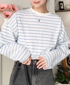 【モーメントプラス/moment+ / MEN】の綿100%無地 ボーダー.オーバーサイズロングスリーブTシャツ サックスブルー|ID: prp329100004737405 ipo3291000000034511110