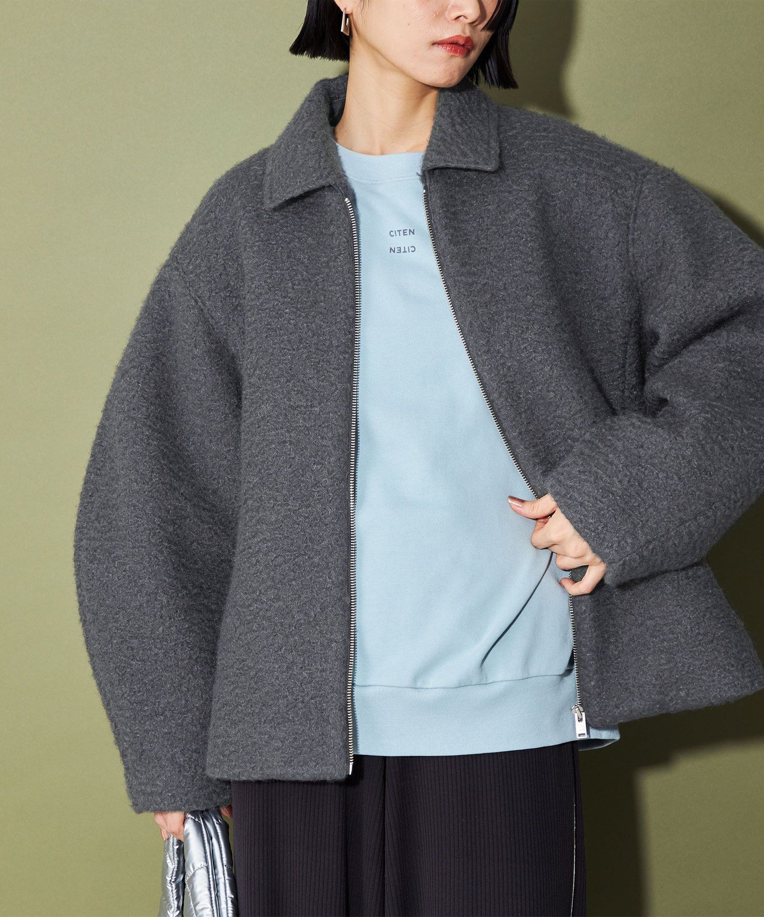 【ユナイテッドアローズ/UNITED ARROWS】のCITEN エリツキジップブルゾン インテリア・キッズ・メンズ・レディースファッション・服の通販 founy(ファニー) 　ファッション　Fashion　レディースファッション　Fashion for Women　アウター　Coat / Outerwear Collection　ブルゾンジャケット・スポーティアウター　Blouson Jackets　シェイプ　Shape, Slim Fit　ジップ　Zip, Zipper　トレンド　Trend, Trending Now　バランス　Balance, Style Balance　フィット　Fit, Slim Fit　フォルム　Silhouette, Form　ブルゾン　Blouson, Bomber Jacket　ワイド　Wide, Wide Fit　A/W・秋冬　Autumn/Winter　アウトレット　Outlet / Clearance　DK.GRAY|ID: prp329100004737789 ipo3291000000034393392