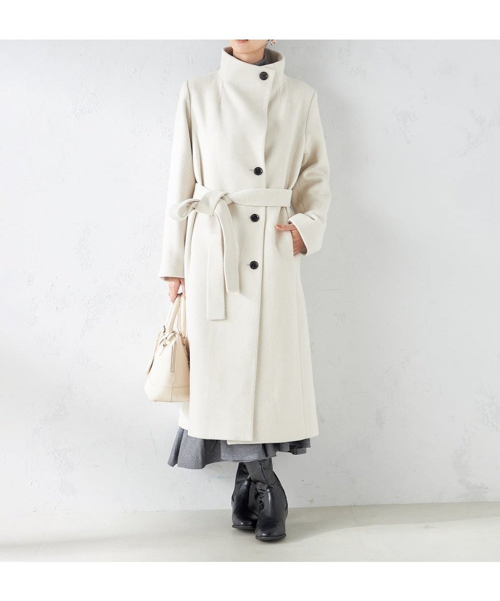 【アー ヴェー ヴェー/a.v.v】の【2WAY】折り返しラペルロングコート 人気、トレンドファッション・服の通販 founy(ファニー) 　ファッション　Fashion　レディースファッション　Fashion for Women　アウター　Coat / Outerwear Collection　コート・ロングコート・ピーコート　Long Coats, Peacoats & More　スタンド　Stand Collar, Upright Stand　ストライプ　Stripe, Striped Pattern　デニム　Denim, Jeans Material　なめらか　Smooth, Silky Texture　無地　Plain, Solid Color　ロング　Long, Long-Length　再入荷　Restock / Back in Stock　おすすめ　Recommended / Our Picks　エレガント 上品　Elegant　ビジネス 仕事 通勤　Business / Work / Commuting　 other-1|ID: prp329100004737825 ipo3291000000034400247