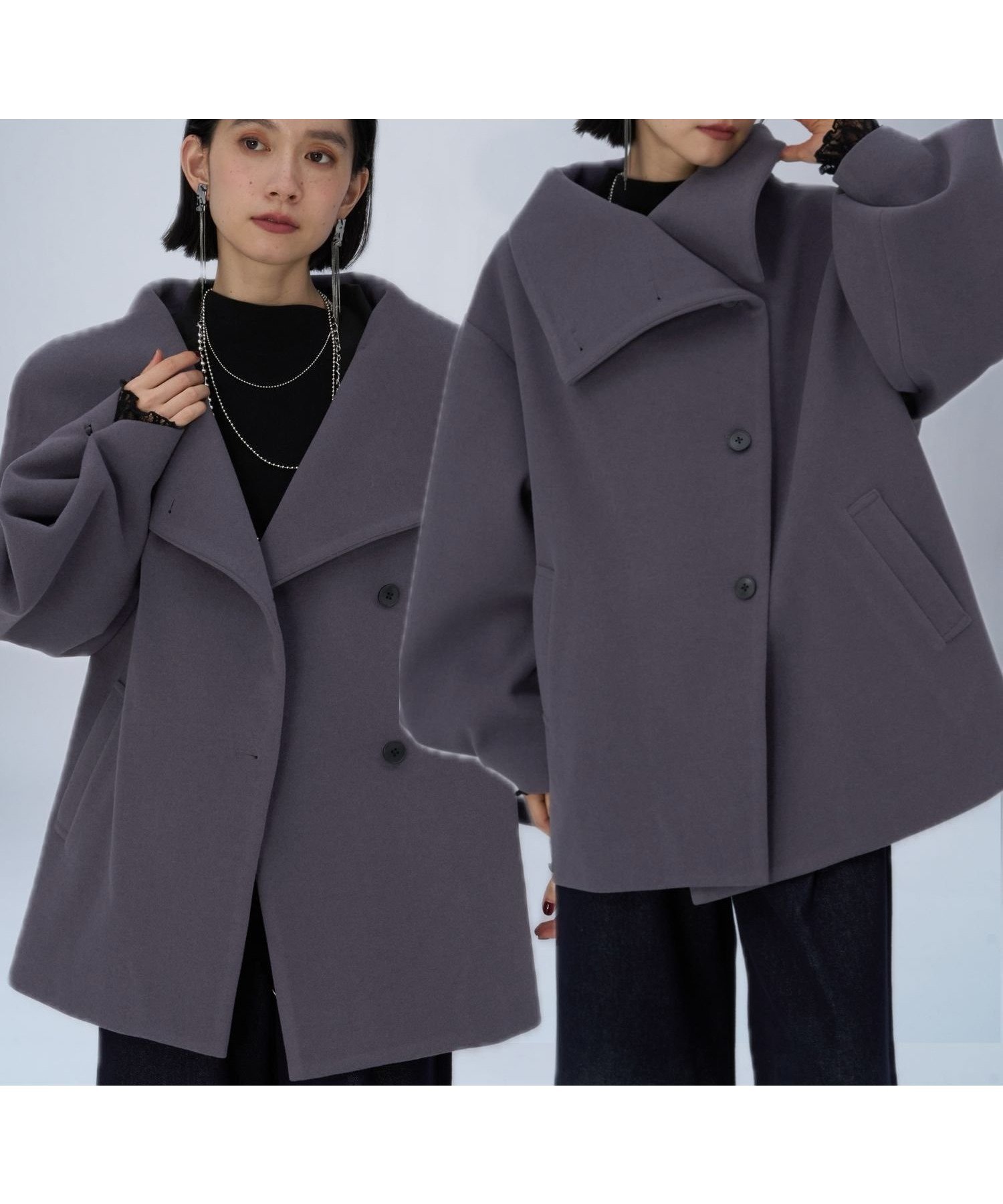 【ハレ/HARE】のウーリーテック2WAYミドルコート インテリア・キッズ・メンズ・レディースファッション・服の通販 founy(ファニー) ファッション Fashion レディースファッション Fashion for Women アウター Coat / Outerwear Collection コート・ロングコート・ピーコート Long Coats, Peacoats & More ウェーブ Wavy Pattern ショート Short, Short Length スタンド Stand Collar, Upright Stand ストレート Straight, Straight Cut フレア Flare, Flared ボトム Bottoms, Lower Wear ミドル Middle Length, Mid Height ワイド Wide, Wide Fit パープル95|ID: prp329100004737855 ipo3291000000034880364