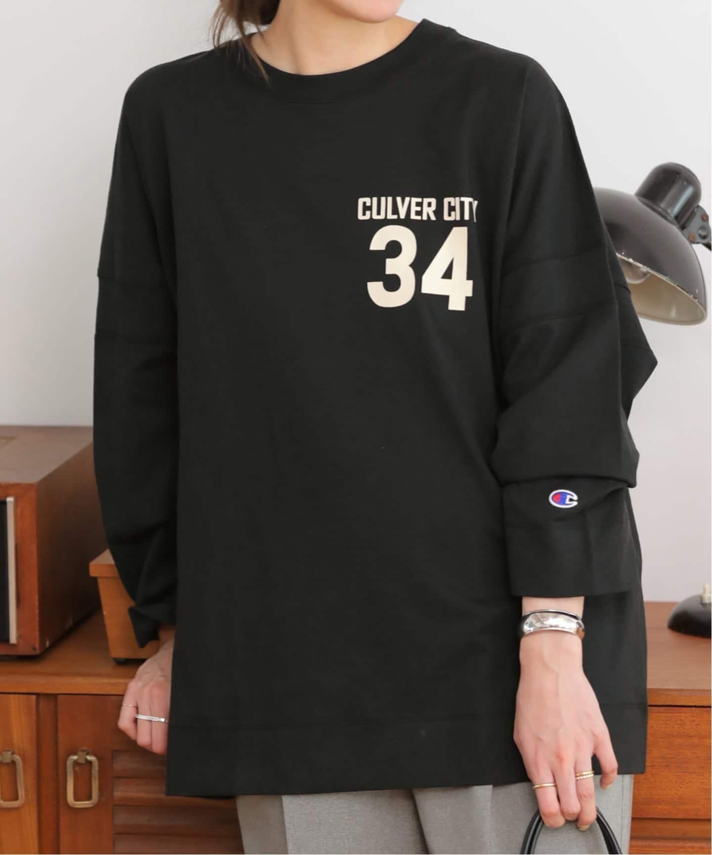 【ジャーナルスタンダード レリューム/JOURNAL STANDARD relume】の別注【Champion/チャンピオン】ロングスリーブTシャツ16s/OE インテリア・キッズ・メンズ・レディースファッション・服の通販 founy(ファニー) 　ファッション　Fashion　レディースファッション　Fashion for Women　トップス・カットソー　Cut & Sew Tops　シャツ・ブラウス・オフィスカジュアル　Elegant Blouses & Button-Ups　ロングTシャツ・Tシャツ　Longline T-Shirts & Tees　グラフィック　Graphic, Graphic Design　今季　This Season, Current Season　スポーツ　Sports, Activewear　スリーブ　Sleeve, Long Sleeve / Short Sleeve　ニューヨーク　New York, NYC Style　人気　Popular, Best Seller　別注　Limited Edition, Custom Order　ロング　Long, Long-Length　おすすめ　Recommended / Our Picks　2025年　2025　2025-2026秋冬・A/W　Autumn/Winter 2025–26 AW25–26　ブラック|ID: prp329100004737929 ipo3291000000034658832