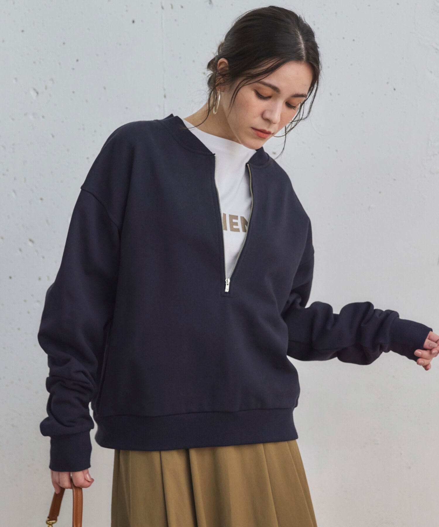 【ドゥ アルシーヴ/Doux archives】のUSコットンハーフZIPプルオーバー インテリア・キッズ・メンズ・レディースファッション・服の通販 founy(ファニー) ファッション Fashion レディースファッション Fashion for Women トップス・カットソー Cut & Sew Tops カジュアルプルオーバー・ニットトップス Pullovers & Knit Tops / Casual Pullovers インナー Innerwear シンプル Simple, Minimal スウェット / スエット Sweatshirt, Sweatwear スキッパー Skipper, Open Collar 人気 Popular, Best Seller ハーフ Half, Half-Length NAVY|ID: prp329100004737935 ipo3291000000034533290