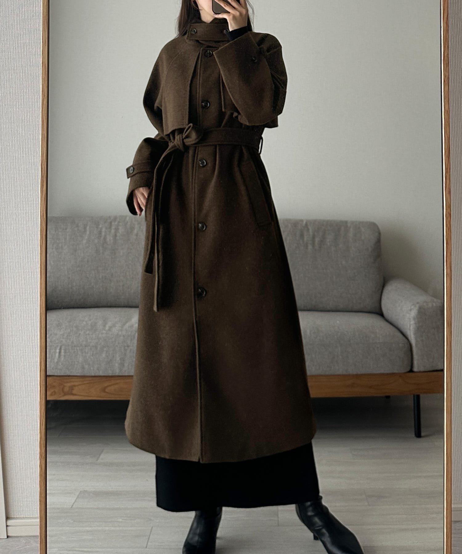 【ジュノア/JUNOAH】のLouere 2wayロングコート インテリア・キッズ・メンズ・レディースファッション・服の通販 founy(ファニー) ファッション Fashion レディースファッション Fashion for Women アウター Coat / Outerwear Collection コート・ロングコート・ピーコート Long Coats, Peacoats & More ロング Long, Long-Length ブラウン|ID: prp329100004738006 ipo3291000000034493856