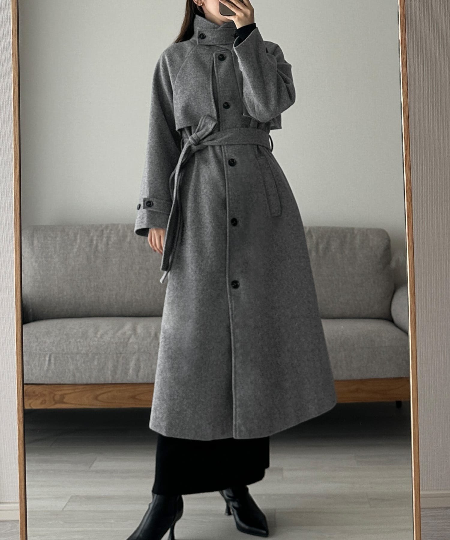 【ジュノア/JUNOAH】のLouere 2wayロングコート インテリア・キッズ・メンズ・レディースファッション・服の通販 founy(ファニー) ファッション Fashion レディースファッション Fashion for Women アウター Coat / Outerwear Collection コート・ロングコート・ピーコート Long Coats, Peacoats & More ロング Long, Long-Length ダークグレー|ID: prp329100004738006 ipo3291000000034493857