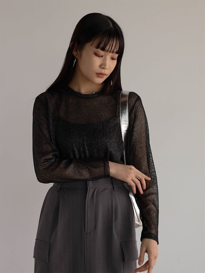 【ラシュッド/LASUD】のストライプシアーニットトップス インテリア・キッズ・メンズ・レディースファッション・服の通販 founy(ファニー) https://founy.com/ ファッション Fashion レディースファッション Fashion for Women トップス・カットソー Cut & Sew Tops ニット Knit Tops & Sweaters インナー Innerwear シンプル Simple, Minimal ジャケット Jacket, Outerwear ストライプ Stripe, Striped Pattern プリント Print, Printed Pattern |ID: prp329100004738053 ipo3291000000034224150