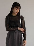 【ラシュッド/LASUD】のストライプシアーニットトップス ブラック|ID: prp329100004738053 ipo3291000000034224154