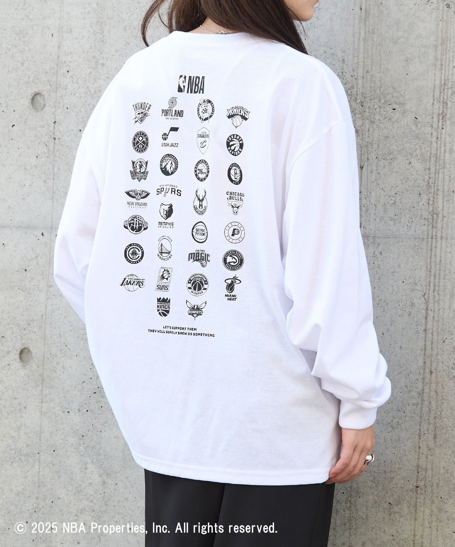 【セットアップセブン/SETUP7】のNBA/ALL NBA TEAM LOGO LONG Sleeve Tee インテリア・キッズ・メンズ・レディースファッション・服の通販 founy(ファニー) 　ファッション　Fashion　レディースファッション　Fashion for Women　トップス・カットソー　Cut & Sew Tops　キャップ　Cap, Baseball Cap　シンプル　Simple, Minimal　スニーカー　Sneakers, Trainers　スラックス　Slacks, Dress Pants　デニム　Denim, Jeans Material　トレンド　Trend, Trending Now　プリント　Print, Printed Pattern　モチーフ　Motif, Design Theme　リラックス　Relax, Relaxed Fit　ロング　Long, Long-Length　ワイド　Wide, Wide Fit　再入荷　Restock / Back in Stock　おすすめ　Recommended / Our Picks　WHT|ID: prp329100004738137 ipo3291000000034500515
