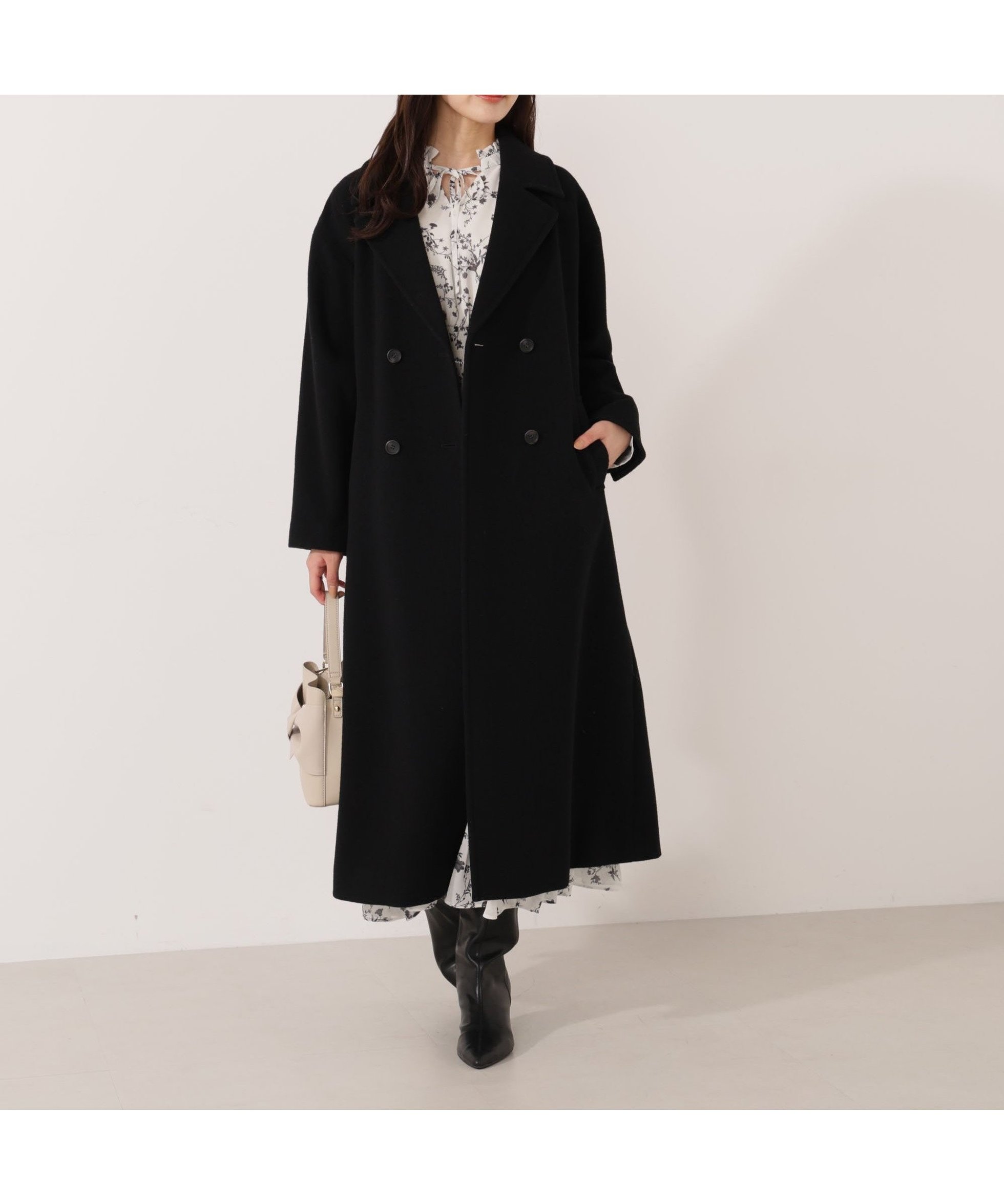 【プロポーション ボディドレッシング/PROPORTION BODY DRESSING】のダブル釦チェスターコート 25AW インテリア・キッズ・メンズ・レディースファッション・服の通販 founy(ファニー) 　ファッション　Fashion　レディースファッション　Fashion for Women　アウター　Coat / Outerwear Collection　コート・ロングコート・ピーコート　Long Coats, Peacoats & More　チェスターコート・ロング丈アウター　Chester Coats / Chesterfield Long Coats　インナー　Innerwear　ダブル　Double, Double-Breasted　チェスターコート　Chester Coat, Long Coat　フェミニン　Feminine, Girly　リラックス　Relax, Relaxed Fit　日本製　Made In Japan　エレガント 上品　Elegant　2025年　2025　2025-2026秋冬・A/W　Autumn/Winter 2025–26 AW25–26　ブラック|ID: prp329100004738194 ipo3291000000034644660