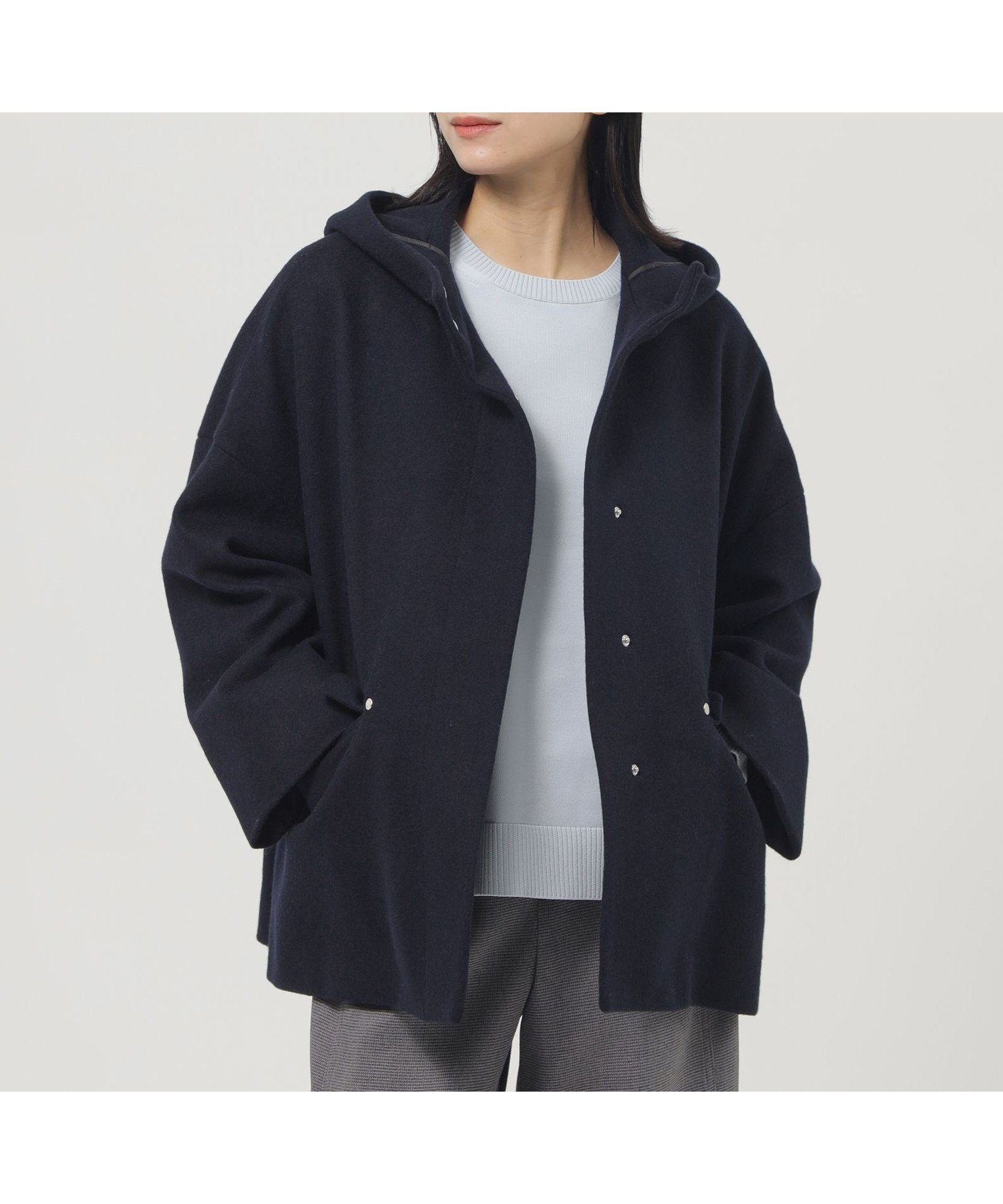 【エヴェックス バイ クリツィア/EVEX by KRIZIA】の【カタログ掲載品】ウールスーパービーバーフーデッドコート インテリア・キッズ・メンズ・レディースファッション・服の通販 founy(ファニー) 　ファッション　Fashion　レディースファッション　Fashion for Women　アウター　Coat / Outerwear Collection　コート・ロングコート・ピーコート　Long Coats, Peacoats & More　インナー　Innerwear　フォルム　Silhouette, Form　ポケット　Pocket, Pocket Detail　A/W・秋冬　Autumn/Winter　ネイビー|ID: prp329100004738208 ipo3291000000034225183