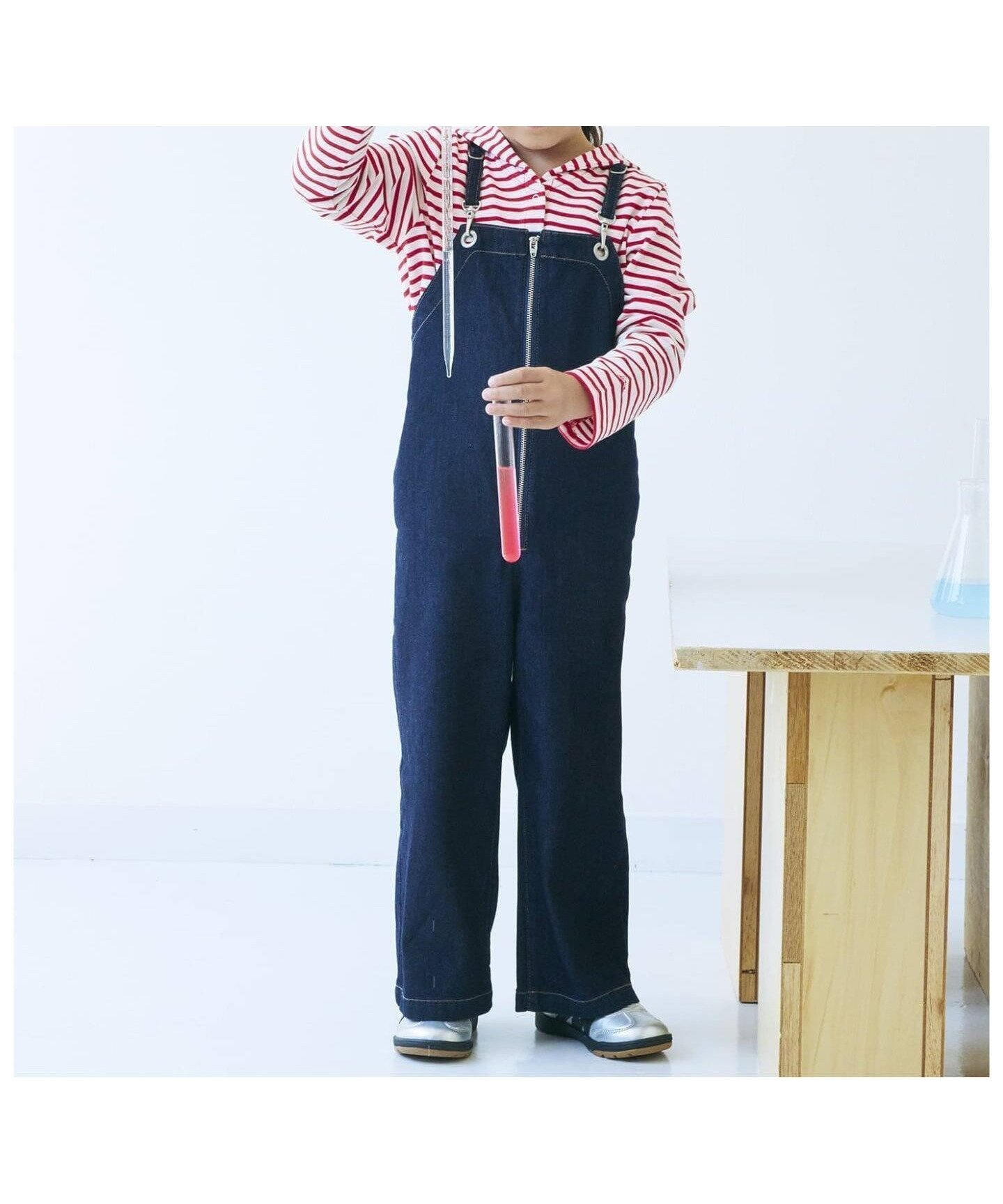 【イエナアンファン/IENA ENFANT / KIDS】の【BASIC】フロントジップサロペット kids(110cm-140cm) インテリア・キッズ・メンズ・レディースファッション・服の通販 founy(ファニー) 　ファッション　Fashion　キッズファッション　Fashion for Kids　インディゴ　Indigo Denim　インナー　Innerwear　サロペット　Overalls, Salopette　ストレッチ　Stretch, Stretchy Fabric　ワイド　Wide, Wide Fit　ネイビー|ID: prp329100004738325 ipo3291000000034225877