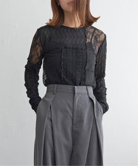 【ノッチ/notch】のレースパッチワークロンT 人気、トレンドファッション・服の通販 founy(ファニー) ファッション Fashion レディースファッション Fashion for Women トップス・カットソー Cut & Sew Tops ロングTシャツ・Tシャツ Longline T-Shirts & Tees シアー Sheer, See-Through シンプル Simple, Minimal スラックス Slacks, Dress Pants デニム Denim, Jeans Material パッチワーク Patchwork, Mixed Fabric レース Lace, Lace Fabric ロング Long, Long-Length 春 Spring |ID:prp329100004738397