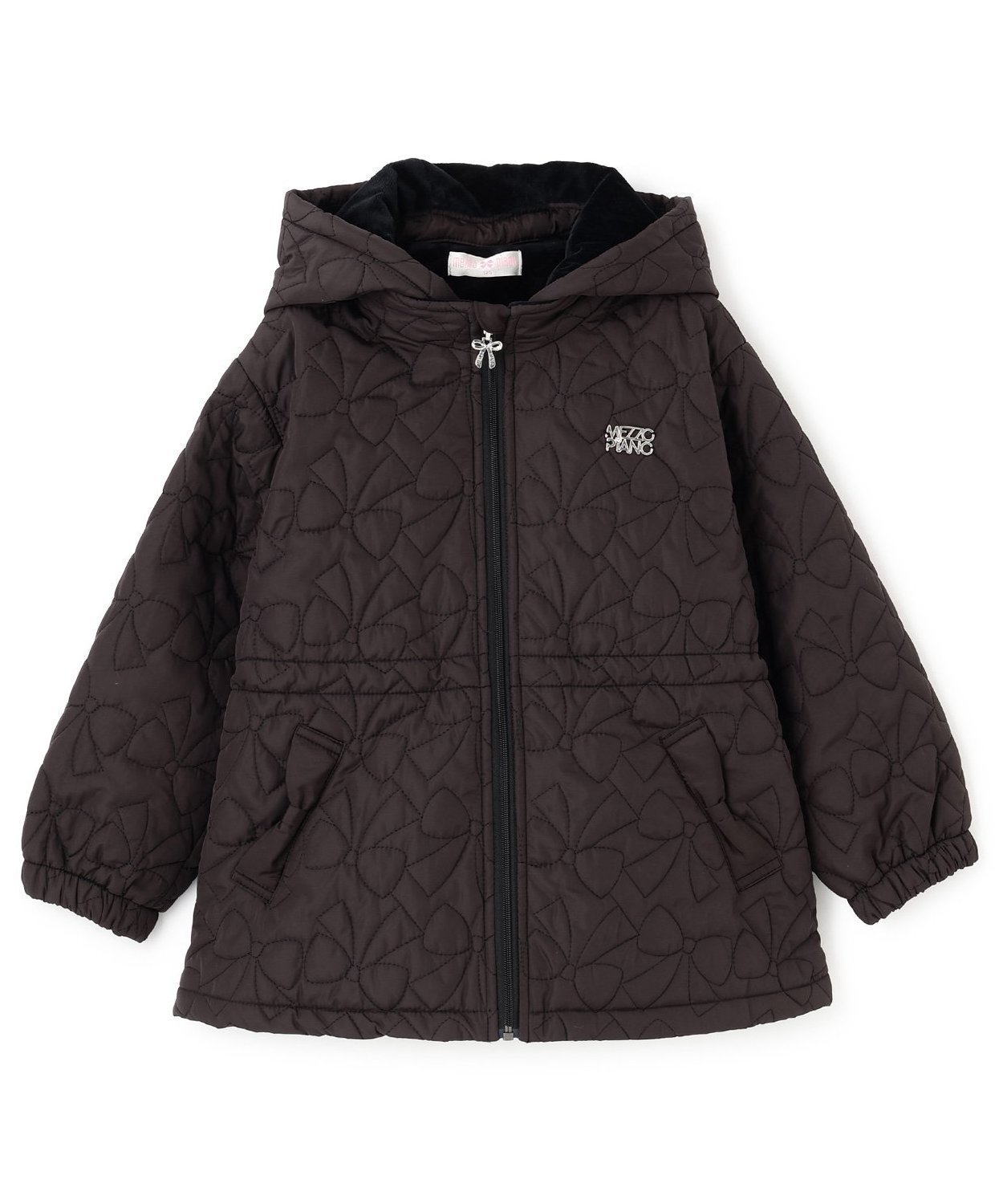 【ナルミヤ オンライン/NARUMIYA ONELINE / KIDS】のリボンキルティング ブルゾン インテリア・キッズ・メンズ・レディースファッション・服の通販 founy(ファニー) 　ファッション　Fashion　キッズファッション　Fashion for Kids　キルティング　Quilted, Quilting　ブルゾン　Blouson, Bomber Jacket　ポケット　Pocket, Pocket Detail　リボン　Ribbon, Bow　黒|ID: prp329100004738408 ipo3291000000034226436