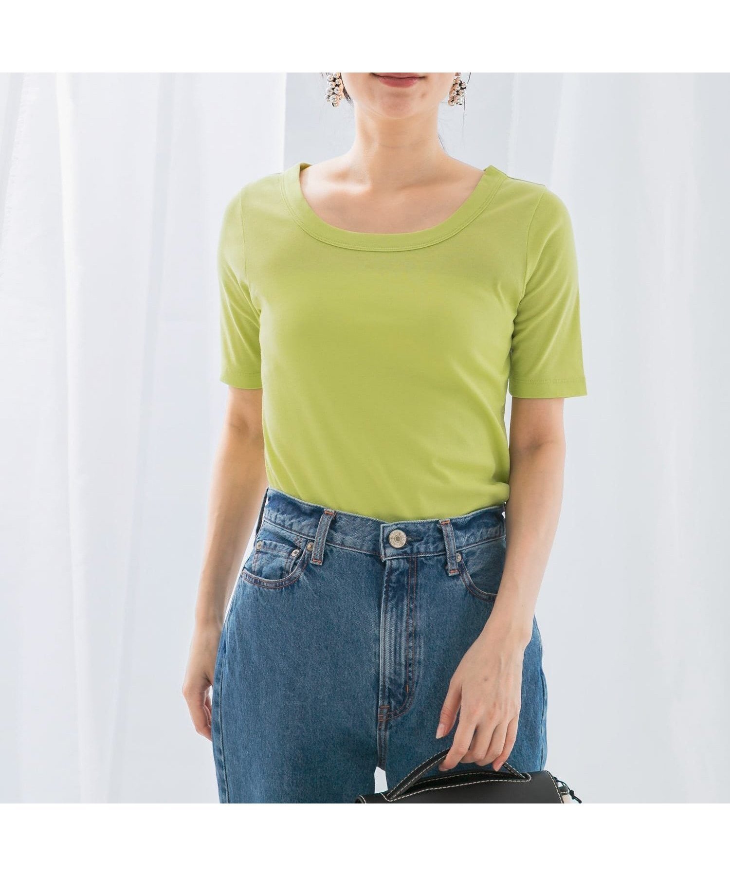 【アーバンリサーチ ロッソ/URBAN RESEARCH ROSSO】の接触冷感強撚コットン2WAYカットソー インテリア・キッズ・メンズ・レディースファッション・服の通販 founy(ファニー) 　ファッション　Fashion　レディースファッション　Fashion for Women　トップス・カットソー　Cut & Sew Tops　カットソー・ベーシックTシャツ　Cut-and-Sewn Tops / Stretch Tees & Basics　2025年　2025　2025春夏・S/S　Spring/Summer 2025 SS25　カットソー　Cut and Sewn Top　コンパクト　Compact, Small Size　シンプル　Simple, Minimal　デコルテ　Décolleté, Neckline　デニム　Denim, Jeans Material　ワイド　Wide, Wide Fit　エレガント 上品　Elegant　夏　Summer　S/S・春夏　SS, Spring/Summer, Warm Season　lime|ID: prp329100004738427 ipo3291000000034226538