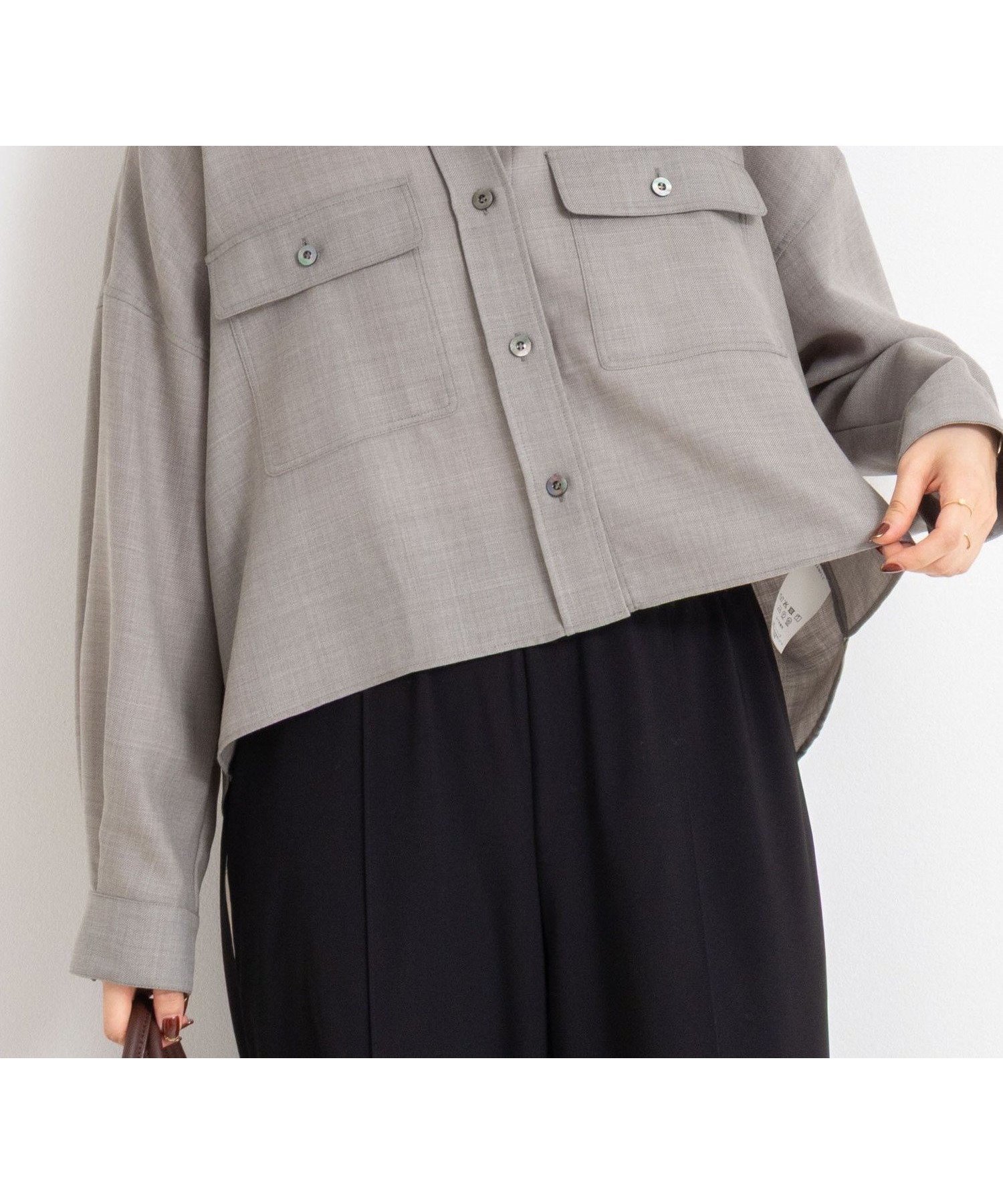 【ノーリーズ/NOLLEY'S】のウォッシャブルウール混ビエラショートシャツ インテリア・キッズ・メンズ・レディースファッション・服の通販 founy(ファニー) 　ファッション　Fashion　レディースファッション　Fashion for Women　トップス・カットソー　Cut & Sew Tops　シャツ・ブラウス・オフィスカジュアル　Elegant Blouses & Button-Ups　2025年　2025　2025-2026秋冬・A/W　Autumn/Winter 2025–26 AW25–26　おすすめ　Recommended / Our Picks　ショート　Short, Short Length　ポケット　Pocket, Pocket Detail　ライトグレー|ID: prp329100004738604 ipo3291000000034918704