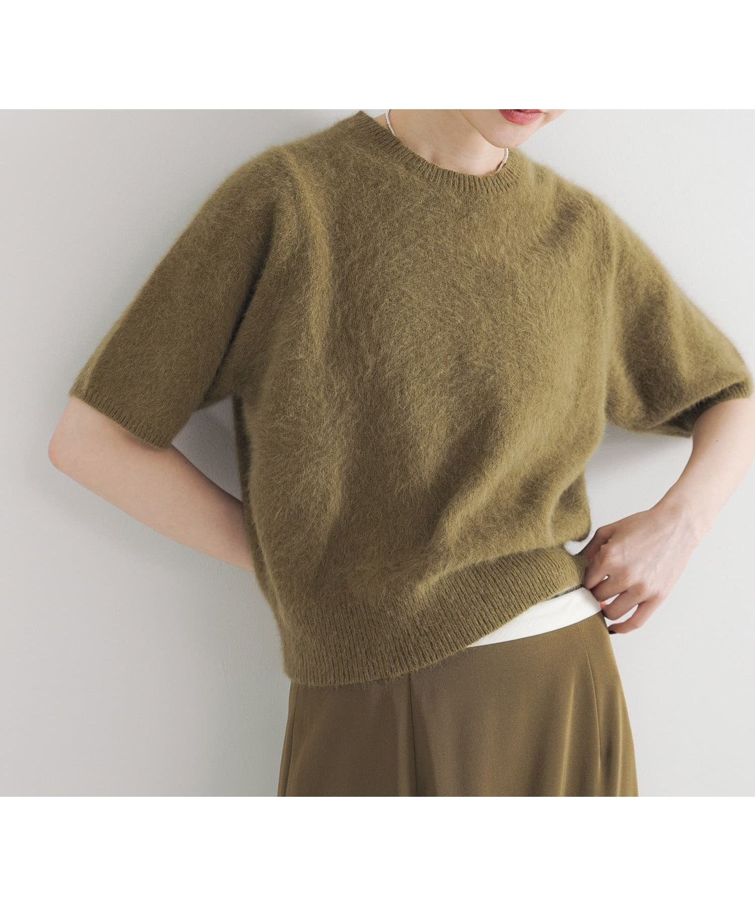 【アーバンリサーチ/URBAN RESEARCH】のFOX/CASHMEREハーフスリーブニット インテリア・キッズ・メンズ・レディースファッション・服の通販 founy(ファニー) 　ファッション　Fashion　レディースファッション　Fashion for Women　トップス・カットソー　Cut & Sew Tops　ニット　Knit Tops & Sweaters　2025年　2025　2025-2026秋冬・A/W　Autumn/Winter 2025–26 AW25–26　冬　Winter / This Winter　カットソー　Cut and Sewn Top　デニム　Denim, Jeans Material　フォックス　Fox, Fox Fur　ベーシック　Basic, Essential　ボトム　Bottoms, Lower Wear　半袖　Short Sleeve, Half Sleeve　A/W・秋冬　Autumn/Winter　KHAKI|ID: prp329100004738693 ipo3291000000034228017