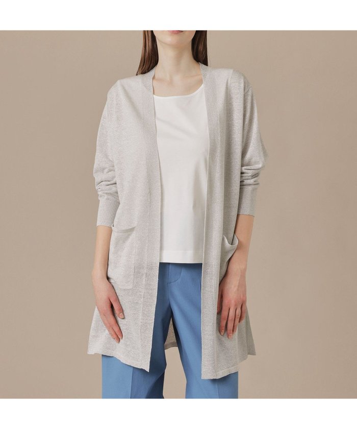 【マッキントッシュ ロンドン/MACKINTOSH LONDON】のシャイニーリネンニットカーディガン インテリア・キッズ・メンズ・レディースファッション・服の通販 founy(ファニー) https://founy.com/ ファッション Fashion レディースファッション Fashion for Women トップス・カットソー Cut & Sew Tops ニット Knit Tops & Sweaters カーディガン・羽織り Layered Style Cardigans イタリア Italy ウォッシャブル Machine Washable カーディガン Cardigan, Knitwear スリット Slit, Slit Detail リネン Linen, Linen Fabric ロング Long, Long-Length 夏 Summer 春 Spring |ID: prp329100004738699 ipo3291000000034228037