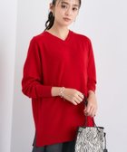 【インディヴィ/INDIVI】の【洗える/チュニック丈/カシミヤ混】スリットデザインVネックニット レッド|ID: prp329100004738781 ipo3291000000034228417