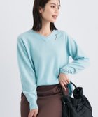 【インディヴィ/INDIVI】の【洗える/チュニック丈/カシミヤ混】スリットデザインVネックニット サックスブルー|ID: prp329100004738781 ipo3291000000034228418