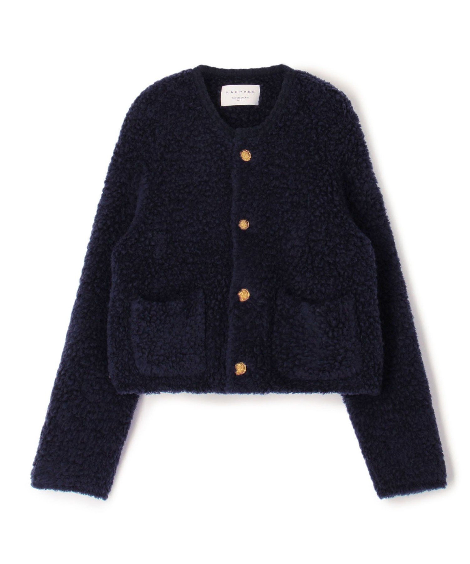 【トゥモローランド/TOMORROWLAND】のムートン クルーネックカーディガン インテリア・キッズ・メンズ・レディースファッション・服の通販 founy(ファニー) 　ファッション　Fashion　レディースファッション　Fashion for Women　トップス・カットソー　Cut & Sew Tops　カーディガン・羽織り　Layered Style Cardigans　カーディガン　Cardigan, Knitwear　コンパクト　Compact, Small Size　今季　This Season, Current Season　バランス　Balance, Style Balance　フォルム　Silhouette, Form　フロント　Front, Front Design　ポケット　Pocket, Pocket Detail　ムートン　Shearling, Mouton　モダン　Modern, Contemporary　ロング　Long, Long-Length　A/W・秋冬　Autumn/Winter　おすすめ　Recommended / Our Picks　2024年　2024　2024-2025秋冬・A/W　Autumn/Winter 2024–25 AW24–25　69 ネイビー|ID: prp329100004738796 ipo3291000000034319998