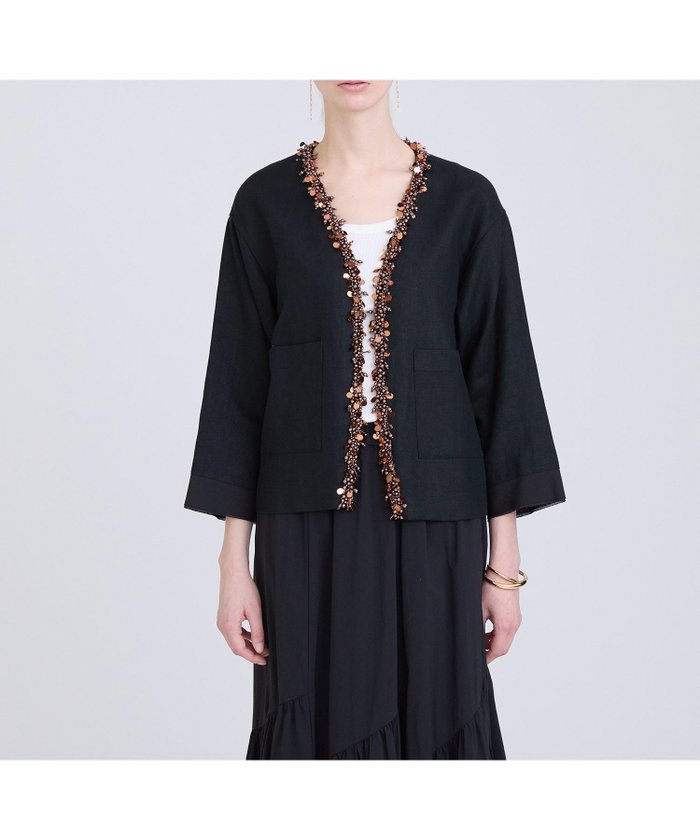 【ハウス オブ ロータス/HOUSE OF LOTUS】のリネンビジュージャケット インテリア・キッズ・メンズ・レディースファッション・服の通販 founy(ファニー) https://founy.com/ ファッション Fashion レディースファッション Fashion for Women アウター Coat / Outerwear Collection レディースジャケット・軽アウター Jackets 2024年 2024 2024春夏・S/S Spring/Summer 2024 SS24 ジャケット Jacket, Outerwear ビジュー Bijou, Jewel-like Accent ベーシック Basic, Essential リネン Linen, Linen Fabric 夏 Summer S/S・春夏 SS, Spring/Summer, Warm Season |ID: prp329100004738810 ipo3291000000034228617