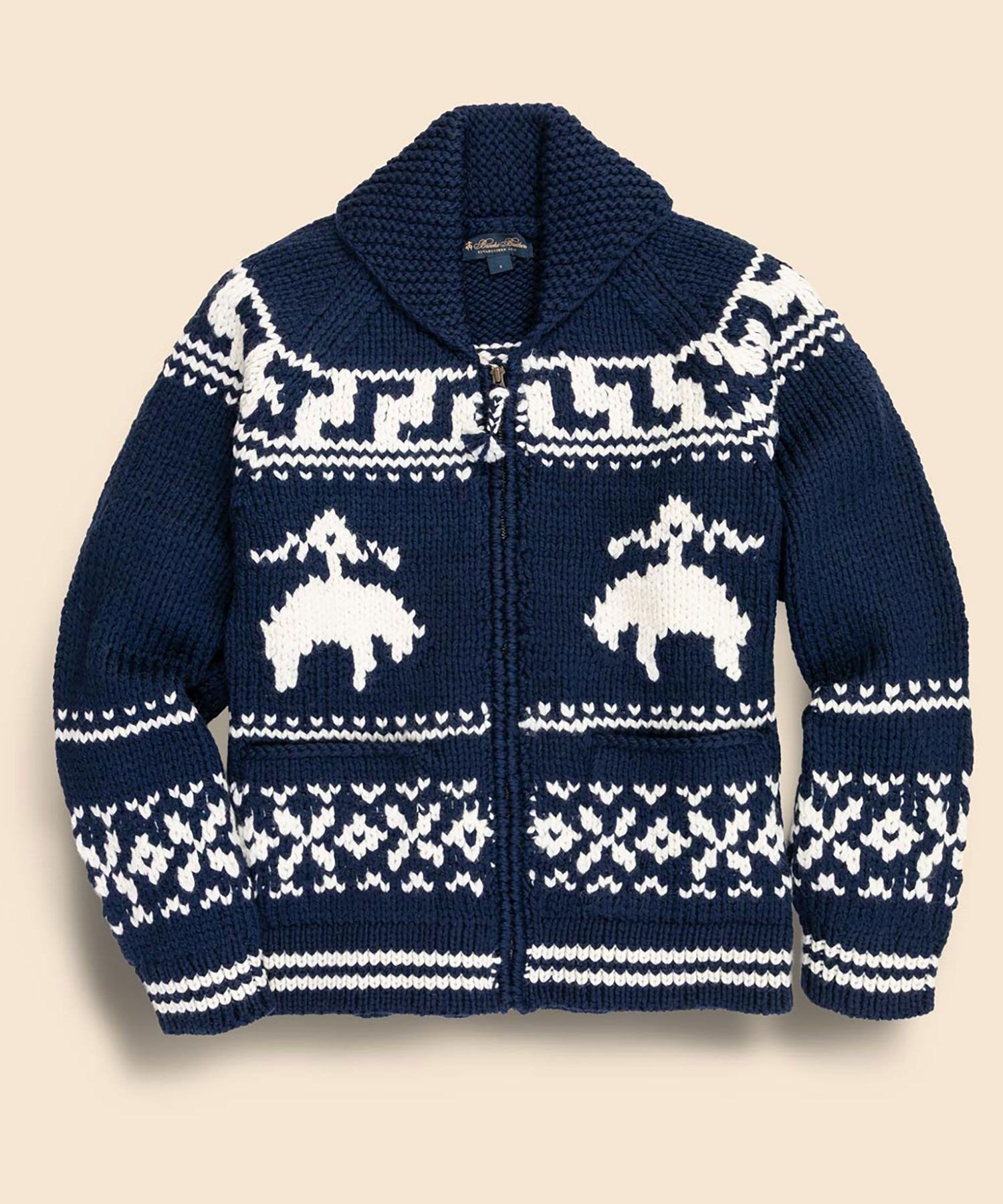 【ブルックス ブラザーズ/Brooks Brothers / MEN】のウール GFロゴ フルジップ カウチンセーター インテリア・キッズ・メンズ・レディースファッション・服の通販 founy(ファニー) 　ファッション　Fashion　メンズファッション　Fashion for Men　アンティーク　Antique-Inspired　ショール　Shawl, Wrap　セーター　Sweater, Knitwear　ポケット　Pocket, Pocket Detail　手編み　Hand-Knitted, Handmade Knit　ネイビー|ID: prp329100004739053 ipo3291000000034232068