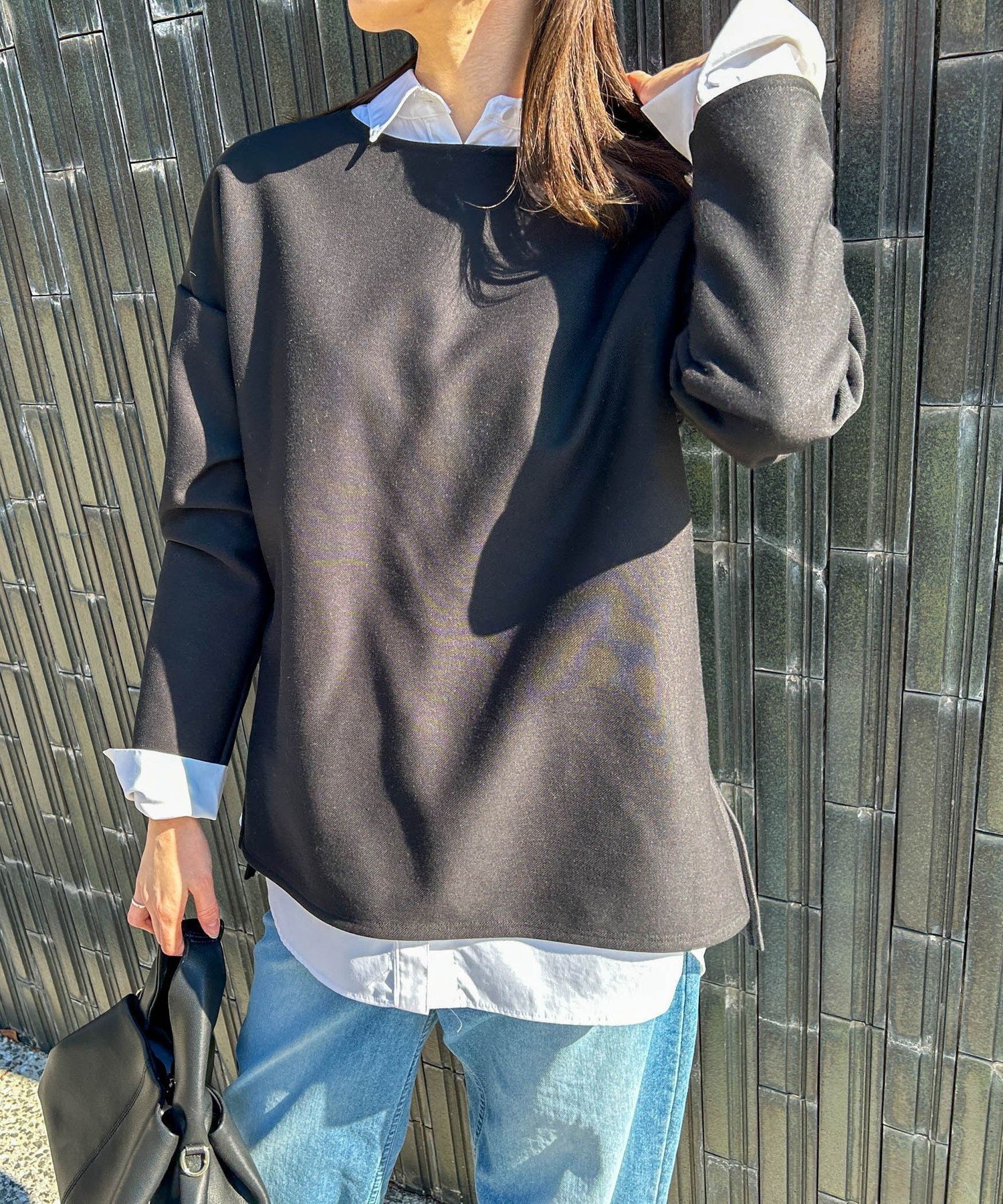 【ロートレ アモン/LAUTRE AMONT】の【WEB限定】ふわっと毛布のぬくもりカットソー≪洗濯機で洗える≫ インテリア・キッズ・メンズ・レディースファッション・服の通販 founy(ファニー) 　ファッション　Fashion　レディースファッション　Fashion for Women　トップス・カットソー　Cut & Sew Tops　カットソー・ベーシックTシャツ　Cut-and-Sewn Tops / Stretch Tees & Basics　洗える　Machine Washable　カットソー　Cut and Sewn Top　スクエア　Square, Square Shape　スリット　Slit, Slit Detail　長袖　Long Sleeve, Full Sleeve　プレーン　Plain, Simple　無地　Plain, Solid Color　冬　Winter / This Winter　エレガント 上品　Elegant　ビジネス 仕事 通勤　Business / Work / Commuting　ブラック|ID: prp329100004739213 ipo3291000000034233821