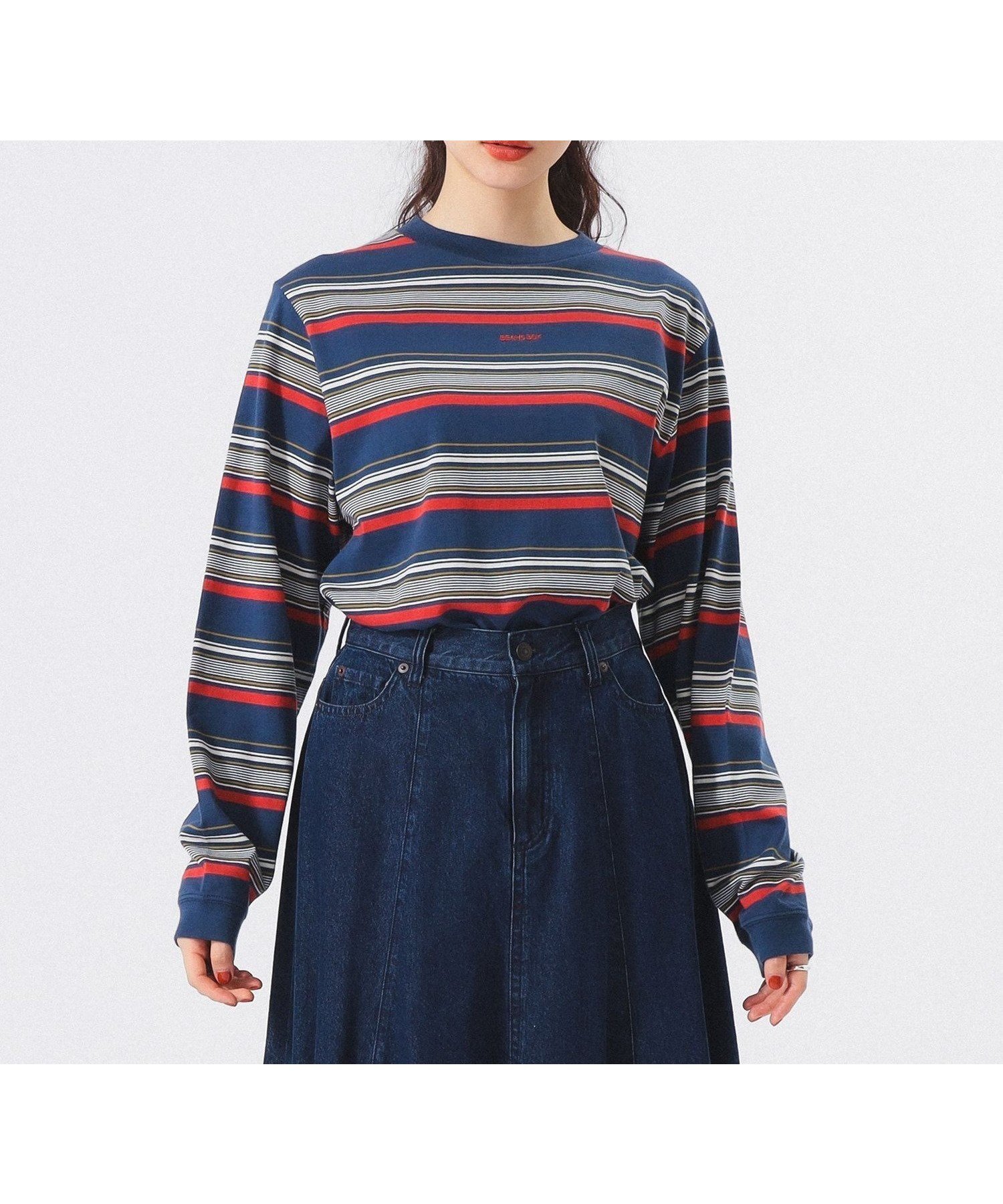 【ビームス ウイメン/BEAMS】のボーイ エンブロイダリー ボーダー ロングスリーブ Tシャツ インテリア・キッズ・メンズ・レディースファッション・服の通販 founy(ファニー) 　ファッション　Fashion　レディースファッション　Fashion for Women　トップス・カットソー　Cut & Sew Tops　シャツ・ブラウス・オフィスカジュアル　Elegant Blouses & Button-Ups　ロングTシャツ・Tシャツ　Longline T-Shirts & Tees　インナー　Innerwear　エンブロイダリー　Embroidery Design　秋　Autumn　カットソー　Cut and Sewn Top　カーディガン　Cardigan, Knitwear　ジャケット　Jacket, Outerwear　スリーブ　Sleeve, Long Sleeve / Short Sleeve　長袖　Long Sleeve, Full Sleeve　バランス　Balance, Style Balance　ベーシック　Basic, Essential　ボーダー　Border, Stripe　リラックス　Relax, Relaxed Fit　ロング　Long, Long-Length　ワンポイント　One Point, Statement Accent　A/W・秋冬　Autumn/Winter　NAVY|ID: prp329100004739233 ipo3291000000034637194