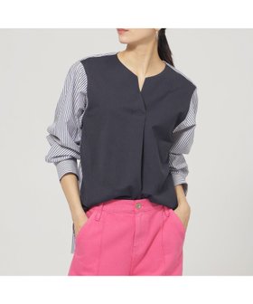 【エヴェックス バイ クリツィア/EVEX by KRIZIA】の【ウォッシャブル】ラメストライプジャージ-コンビプルオーバー 人気、トレンドファッション・服の通販 founy(ファニー) ファッション Fashion レディースファッション Fashion for Women トップス・カットソー Cut & Sew Tops カジュアルプルオーバー・ニットトップス Pullovers & Knit Tops / Casual Pullovers ウォッシャブル Machine Washable コンビ Combo, Combination Style スキッパー Skipper, Open Collar ストライプ Stripe, Striped Pattern パターン Pattern, Design Print ベーシック Basic, Essential ボトム Bottoms, Lower Wear 夏 Summer 定番 Standard, Basic Item 春 Spring S/S・春夏 SS, Spring/Summer, Warm Season |ID:prp329100004739259