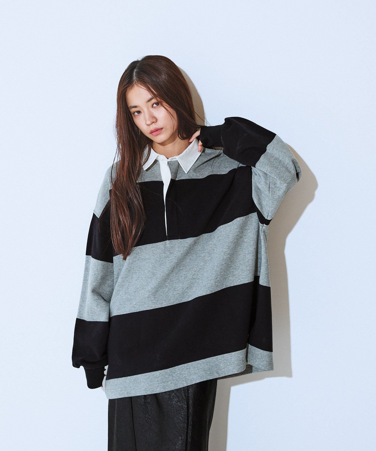 【ジーナシス/JEANASiS】のアソートボーダーラガーシャツ インテリア・キッズ・メンズ・レディースファッション・服の通販 founy(ファニー) 　ファッション　Fashion　レディースファッション　Fashion for Women　トップス・カットソー　Cut & Sew Tops　シャツ・ブラウス・オフィスカジュアル　Elegant Blouses & Button-Ups　おすすめ　Recommended / Our Picks　トレンド　Trend, Trending Now　フラット　Flat, Flat Shoes　ベロア　Velour, Soft Velvet　ボトム　Bottoms, Lower Wear　ボーダー　Border, Stripe　ロング　Long, Long-Length　グレー系その他|ID: prp329100004739334 ipo3291000000035038365