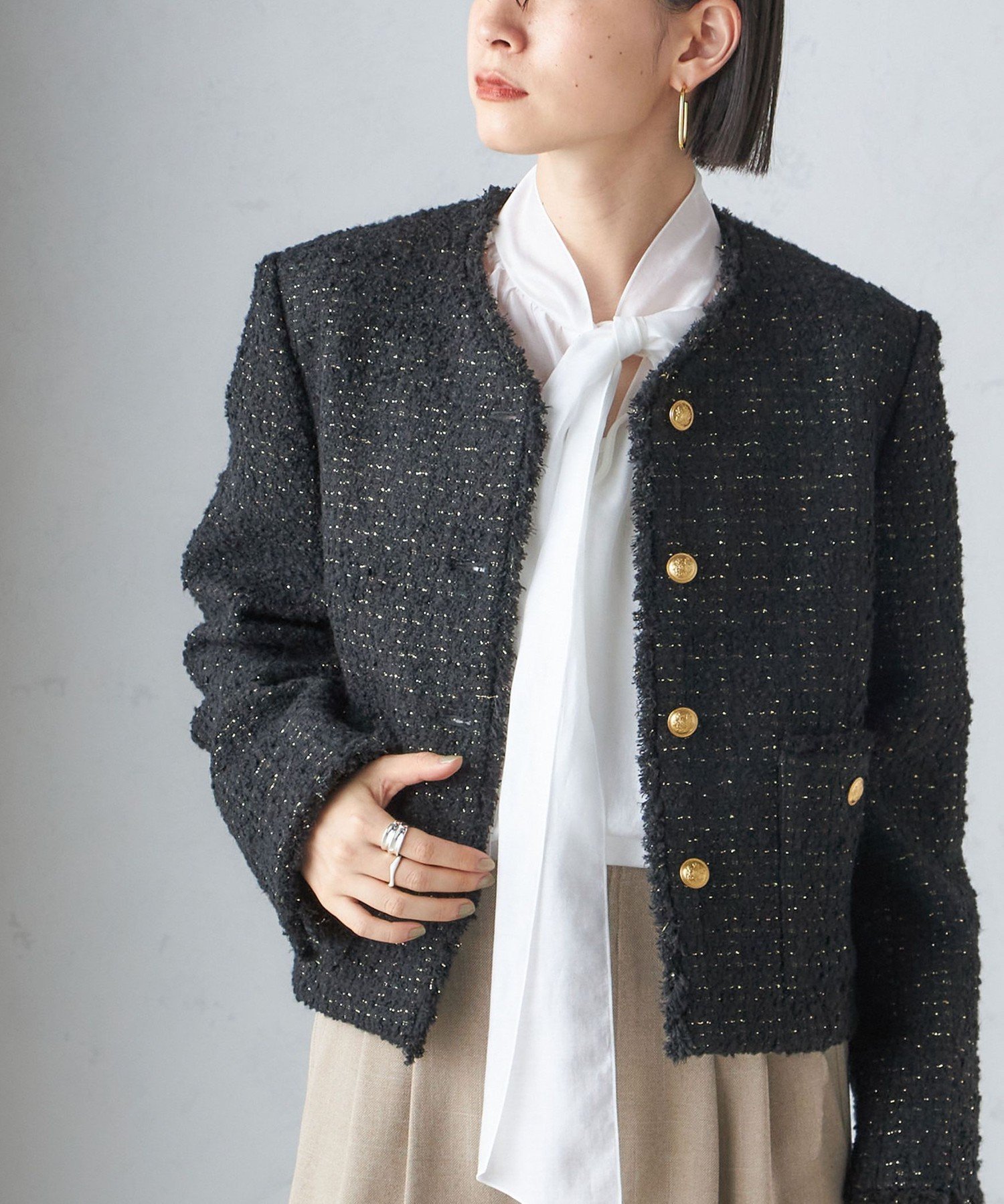 【シップス フォー ウィメン/SHIPS】のGIOLICA ツイード ノーカラー ジャケット 人気、トレンドファッション・服の通販 founy(ファニー) 　ファッション　Fashion　レディースファッション　Fashion for Women　アウター　Coat / Outerwear Collection　レディースジャケット・軽アウター　Jackets　ノーカラージャケット / シンプル上品コーデ　Collarless Jackets　イタリア　Italy　クラシック　Classic, Timeless Style　コンパクト　Compact, Small Size　ジャケット　Jacket, Outerwear　セットアップ　Set-Up, Coordinated Outfit　ツイード　Twill, Twill Weave　デニム　Denim, Jeans Material　バランス　Balance, Style Balance　フリンジ　Fringe, Tassel　フロント　Front, Front Design　プリント　Print, Printed Pattern　ベスト　Vest, Waistcoat　羽織　Haori, Light Jacket　ミックス　Mix, Mixed Style　ミリタリー　Military, Army Style　メタル　Metal, Metal Parts　モダン　Modern, Contemporary　 other-1|ID: prp329100004739359 ipo3291000000034507246