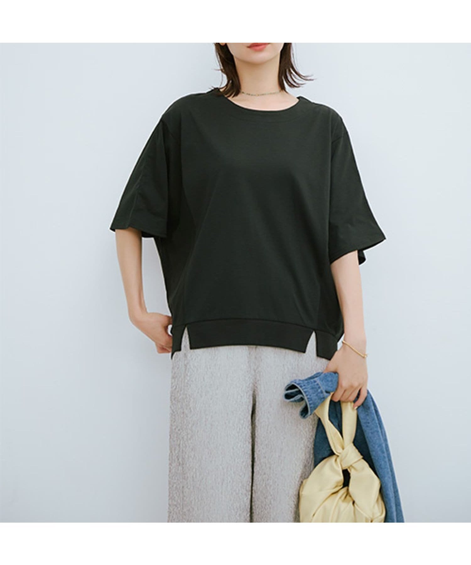 【スタディオ クリップ/studio CLIP】の【ミカタプロジェクト】お悩み解決!細見えプルオーバー インテリア・キッズ・メンズ・レディースファッション・服の通販 founy(ファニー) 　ファッション　Fashion　レディースファッション　Fashion for Women　トップス・カットソー　Cut & Sew Tops　カジュアルプルオーバー・ニットトップス　Pullovers & Knit Tops / Casual Pullovers　カットソー　Cut and Sewn Top　スリーブ　Sleeve, Long Sleeve / Short Sleeve　ハーフ　Half, Half-Length　バランス　Balance, Style Balance　フレア　Flare, Flared　ボーダー　Border, Stripe　無地　Plain, Solid Color　ワイド　Wide, Wide Fit　おすすめ　Recommended / Our Picks　夏　Summer　ブラック19|ID: prp329100004739410 ipo3291000000035242798