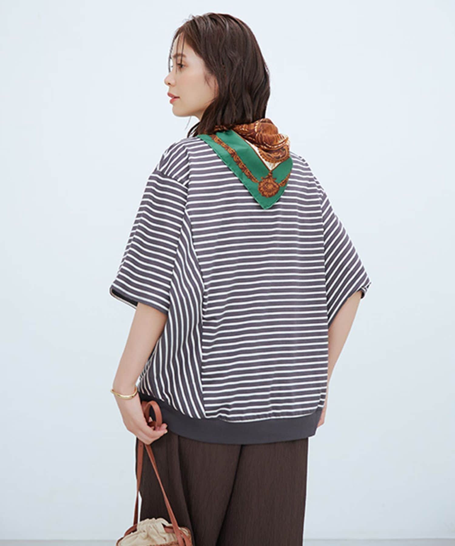 【スタディオ クリップ/studio CLIP】の【ミカタプロジェクト】お悩み解決!細見えプルオーバー インテリア・キッズ・メンズ・レディースファッション・服の通販 founy(ファニー) 　ファッション　Fashion　レディースファッション　Fashion for Women　トップス・カットソー　Cut & Sew Tops　カジュアルプルオーバー・ニットトップス　Pullovers & Knit Tops / Casual Pullovers　カットソー　Cut and Sewn Top　スリーブ　Sleeve, Long Sleeve / Short Sleeve　ハーフ　Half, Half-Length　バランス　Balance, Style Balance　フレア　Flare, Flared　ボーダー　Border, Stripe　無地　Plain, Solid Color　ワイド　Wide, Wide Fit　おすすめ　Recommended / Our Picks　夏　Summer　スモーク×キナリ01|ID: prp329100004739410 ipo3291000000035242799