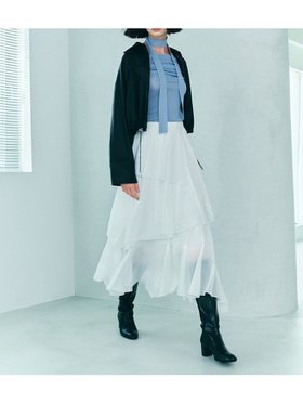 【フレイ アイディー/FRAY I.D】のアシメフレアスリットティアードスカート 人気、トレンドファッション・服の通販 founy(ファニー) ファッション Fashion レディースファッション Fashion for Women スカート Skirts ティアードスカート Tiered Skirts カッティング Cutting Detail ギャザー Gathered, Ruffled シアー Sheer, See-Through シフォン Chiffon, Lightweight Fabric シンプル Simple, Minimal スタイリッシュ Stylish, Fashionable スマート Smart, Elegant スリット Slit, Slit Detail ティアードスカート Tiered Skirt, Flounced Skirt トレンド Trend, Trending Now 定番 Standard, Basic Item フリル Frill, Ruffle フレア Flare, Flared レース Lace, Lace Fabric |ID:prp329100004739476