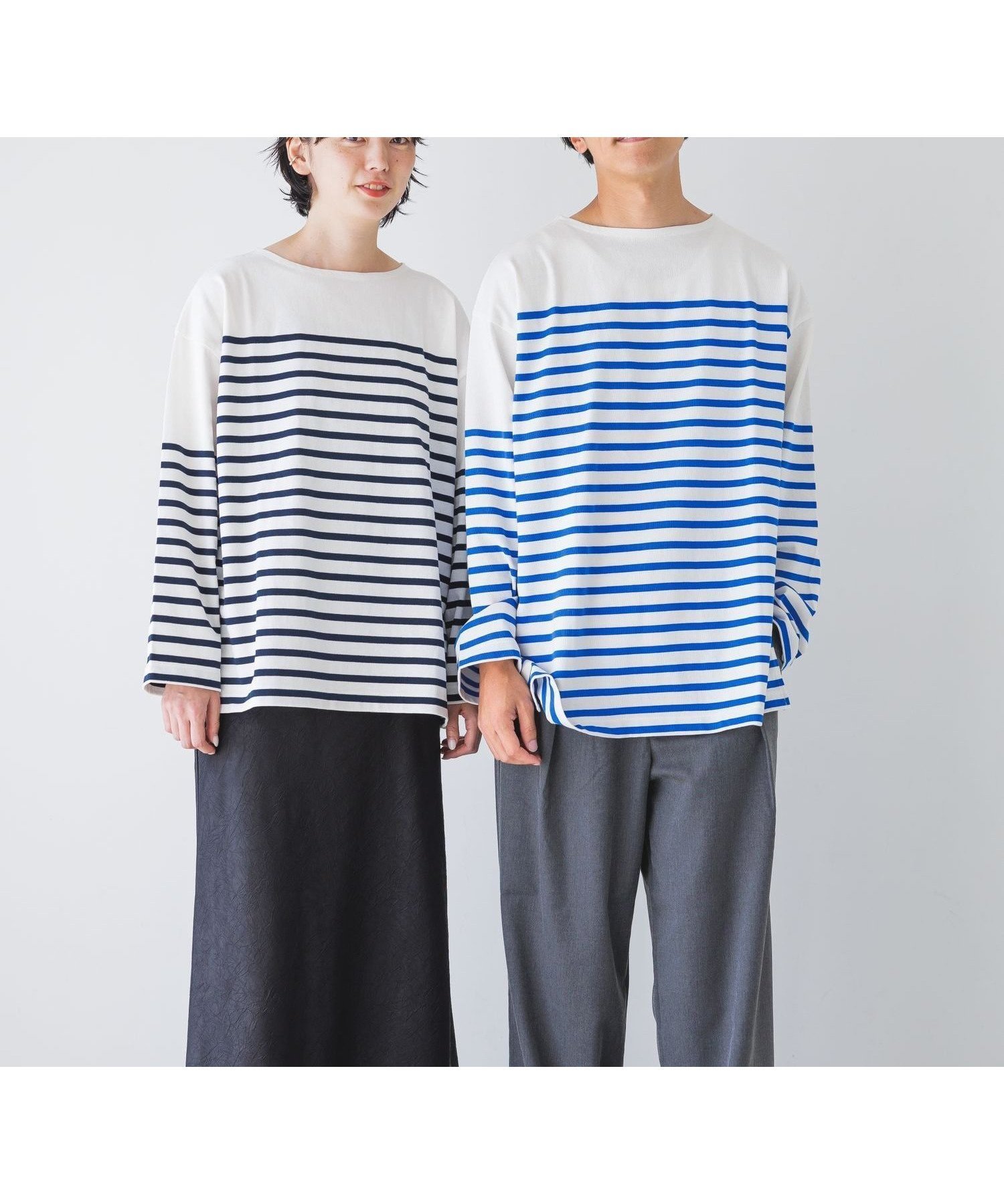 【ローリーズファーム/LOWRYS FARM】の【UNISEX】LAWSONボーダーワイドロングTシャツ インテリア・キッズ・メンズ・レディースファッション・服の通販 founy(ファニー) 　ファッション　Fashion　レディースファッション　Fashion for Women　トップス・カットソー　Cut & Sew Tops　シャツ・ブラウス・オフィスカジュアル　Elegant Blouses & Button-Ups　ロングTシャツ・Tシャツ　Longline T-Shirts & Tees　ユニセックス　Unisex, Genderless　スタンダード　Standard, Basic　スリット　Slit, Slit Detail　トレンド　Trend, Trending Now　バスク　Basque, Basque Style　フェミニン　Feminine, Girly　ベーシック　Basic, Essential　ボーダー　Border, Stripe　ロング　Long, Long-Length　ワイド　Wide, Wide Fit　定番　Standard, Basic Item　ネイビー88|ID: prp329100004739524 ipo3291000000034236583